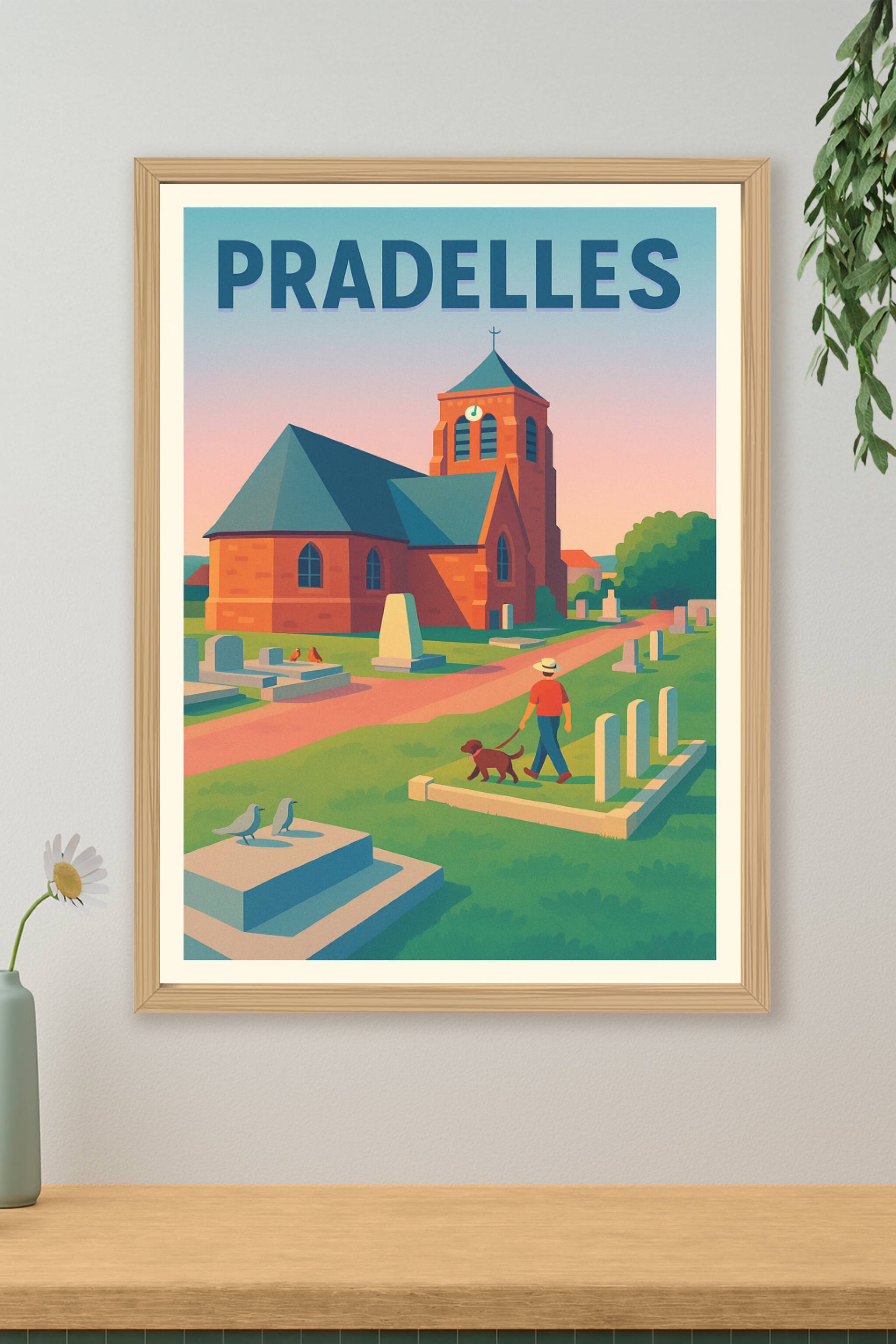 Affiche de Pradelles - Tranquillité au village au crépuscule