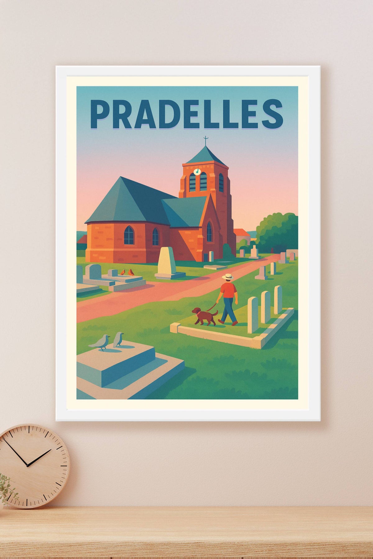 Affiche Pradelles — Tranquillité au village au crépuscule · poster d'art de Pradelles
