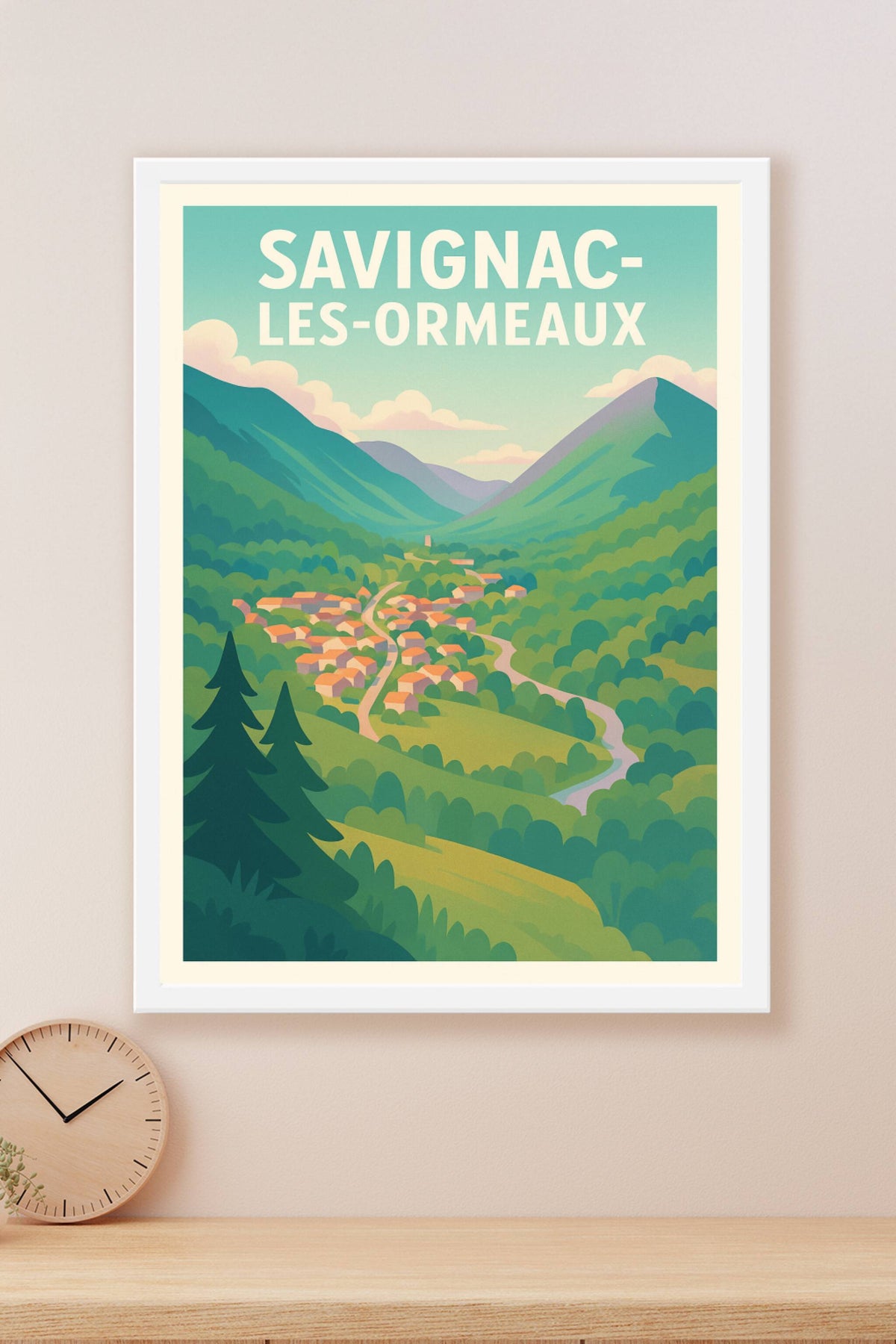 Affiche Savignac-les-Ormeaux — Escapade bucolique en vallée · poster d'art de Savignac-les-Ormeaux