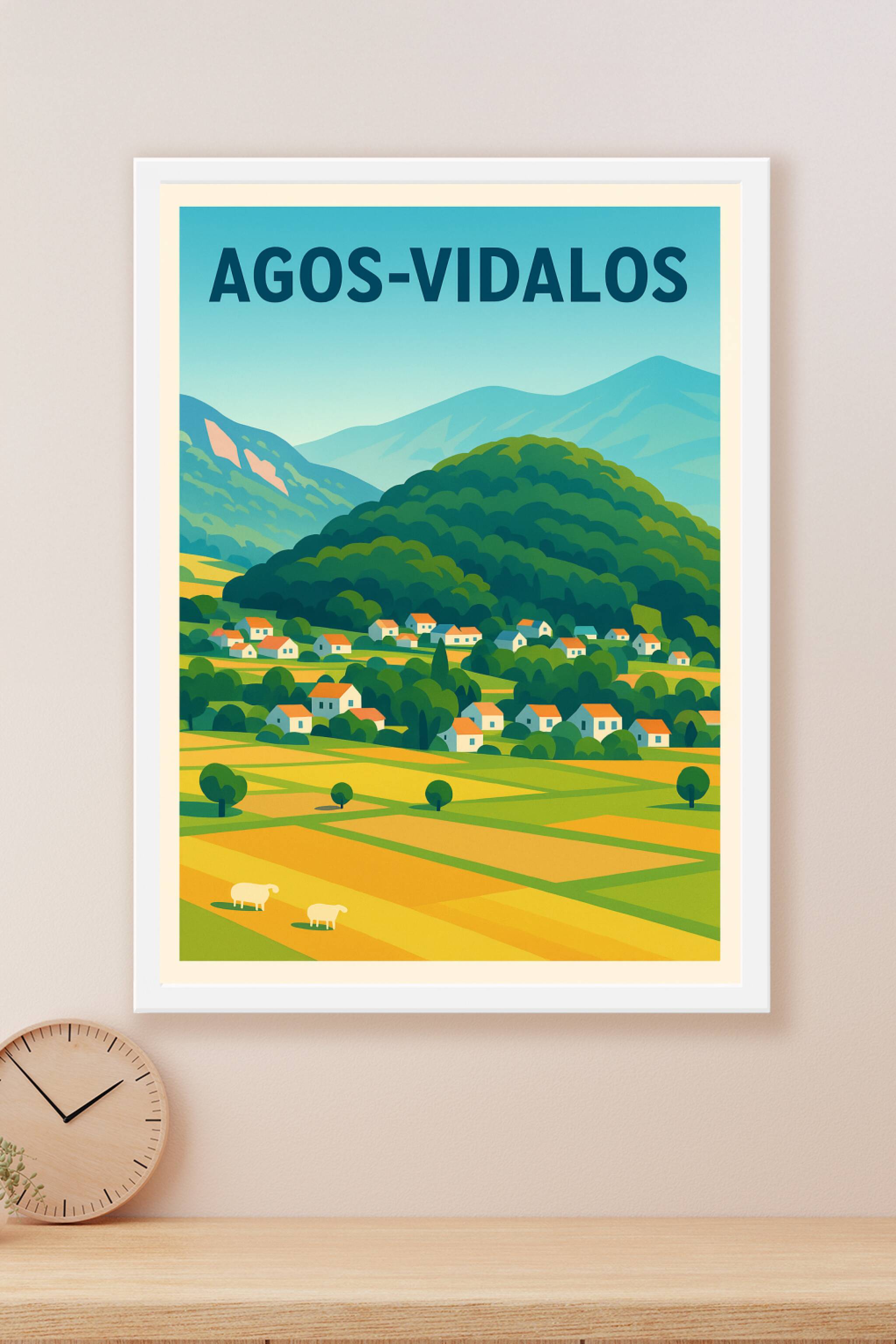 Affiche Agos-Vidalos — Charme bucolique des Pyrénées · poster d'art de Agos-Vidalos