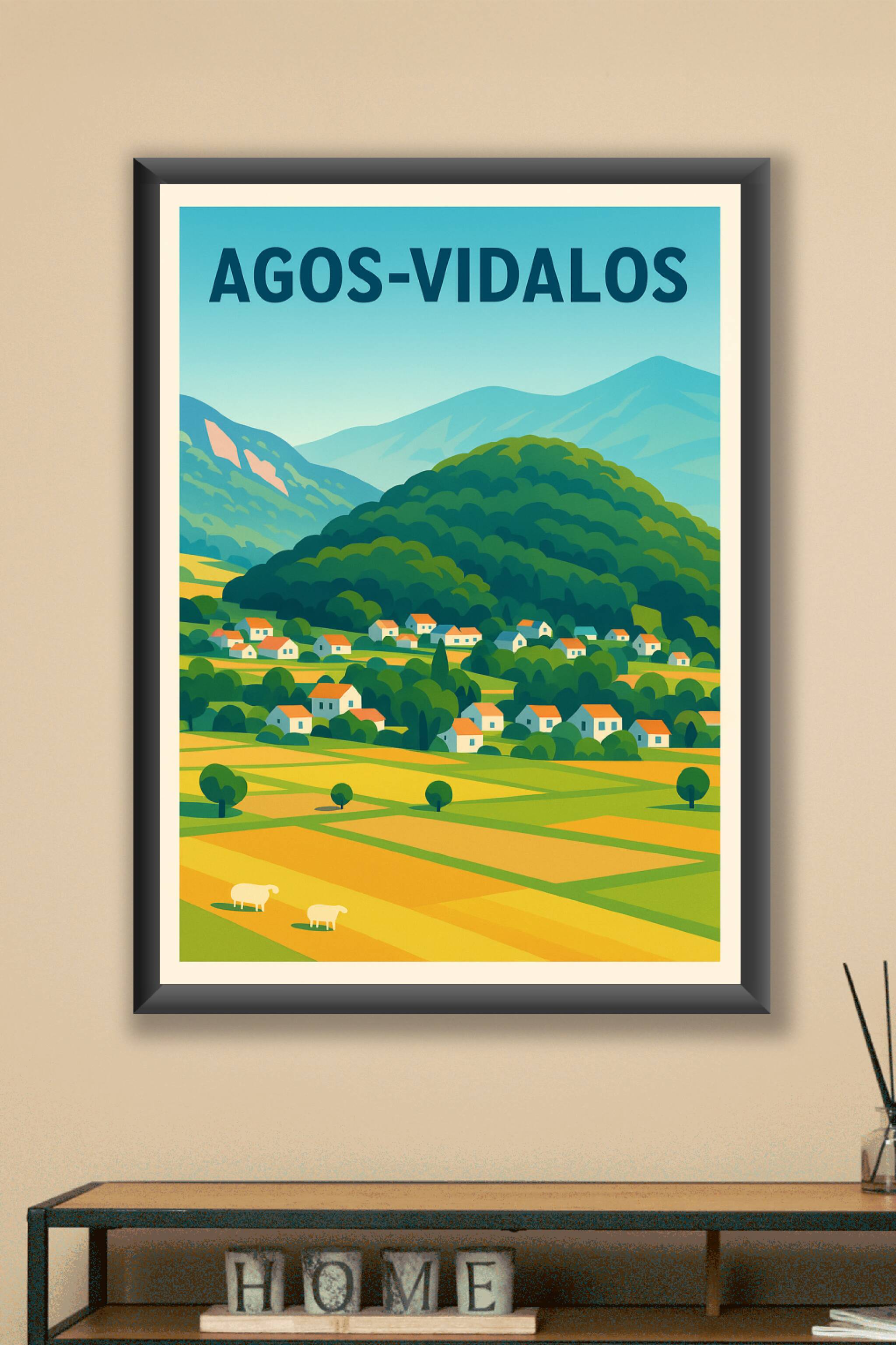 Affiche Agos-Vidalos — Charme bucolique des Pyrénées · poster d'art de Agos-Vidalos