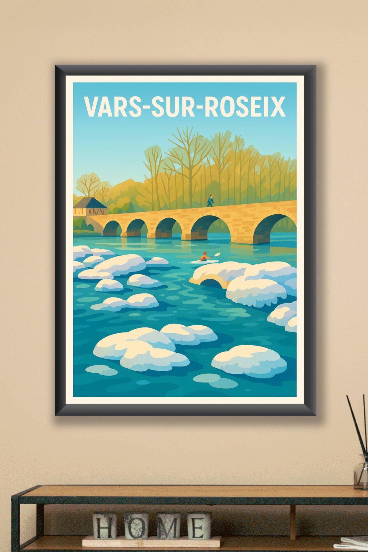 Affiche Vars-sur-Roseix — L'évasion au fil de l'eau · poster d'art de Vars-sur-Roseix