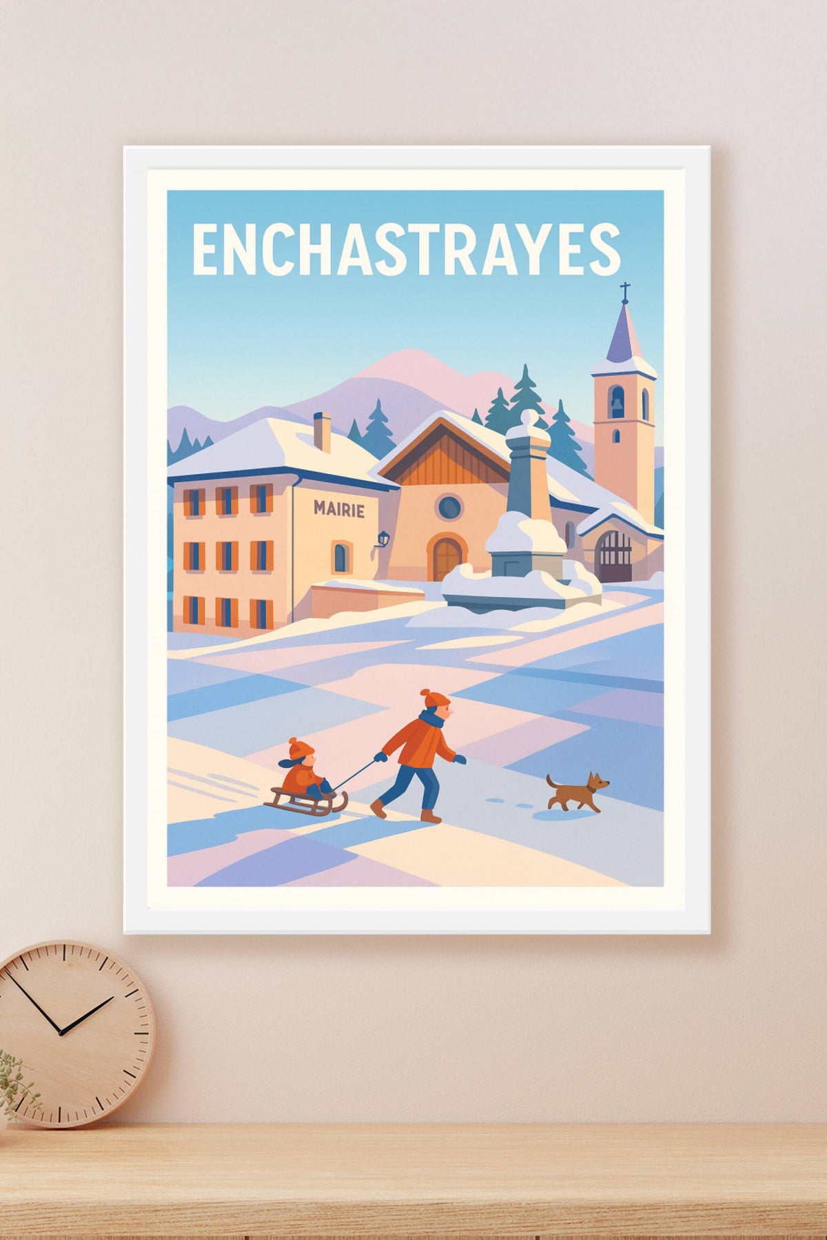 Affiche Enchastrayes — Hiver féerique au village enneigé · poster d'art de Enchastrayes