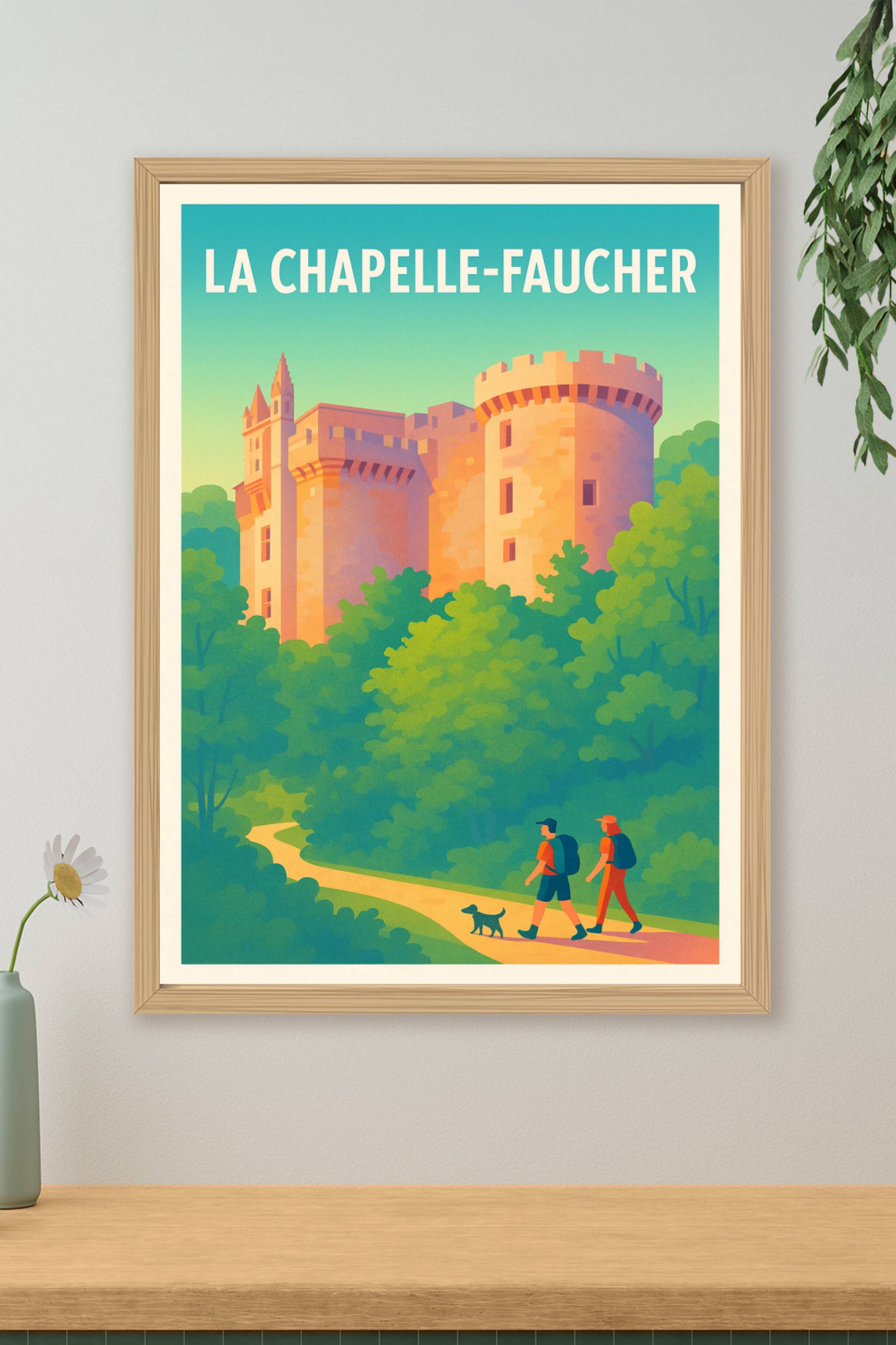Affiche de La Chapelle-Faucher - Promenade au château médiéval