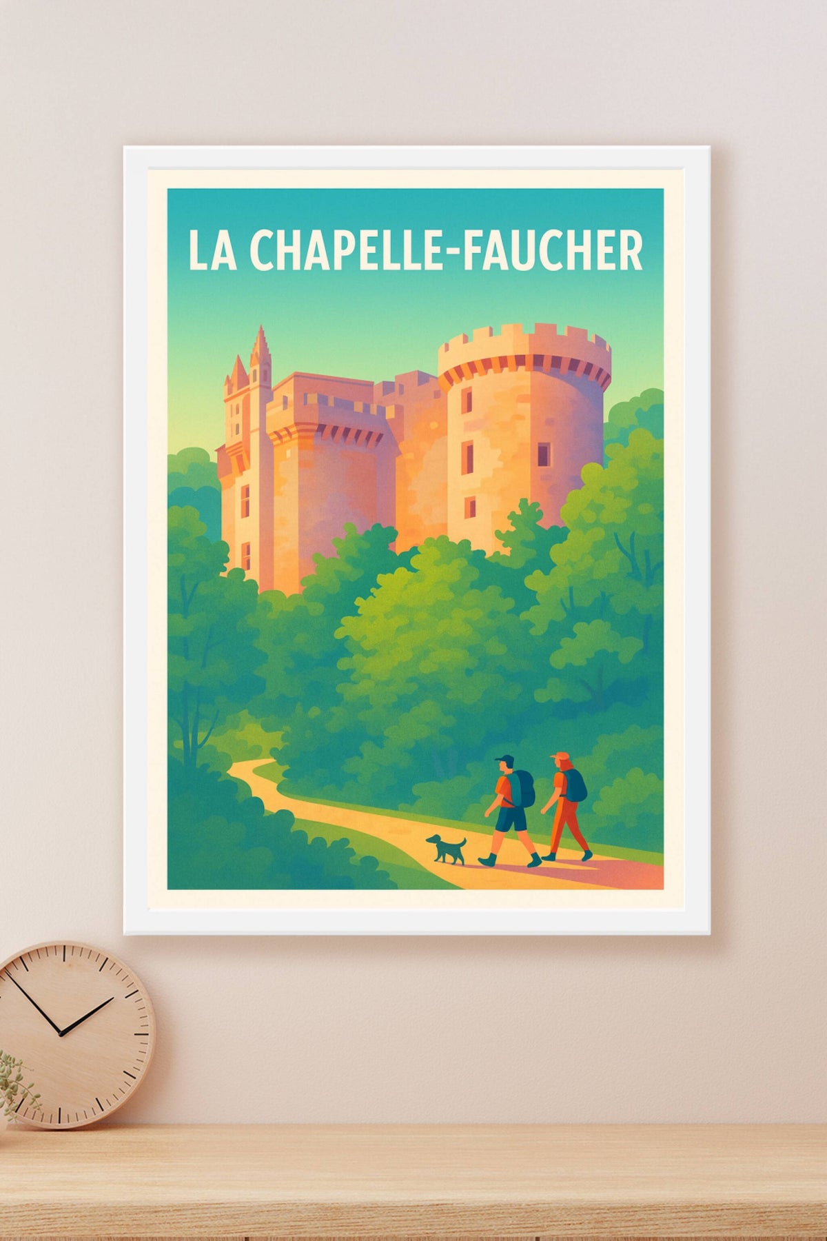 Affiche La Chapelle-Faucher — Promenade au château médiéval · poster d'art de La Chapelle-Faucher