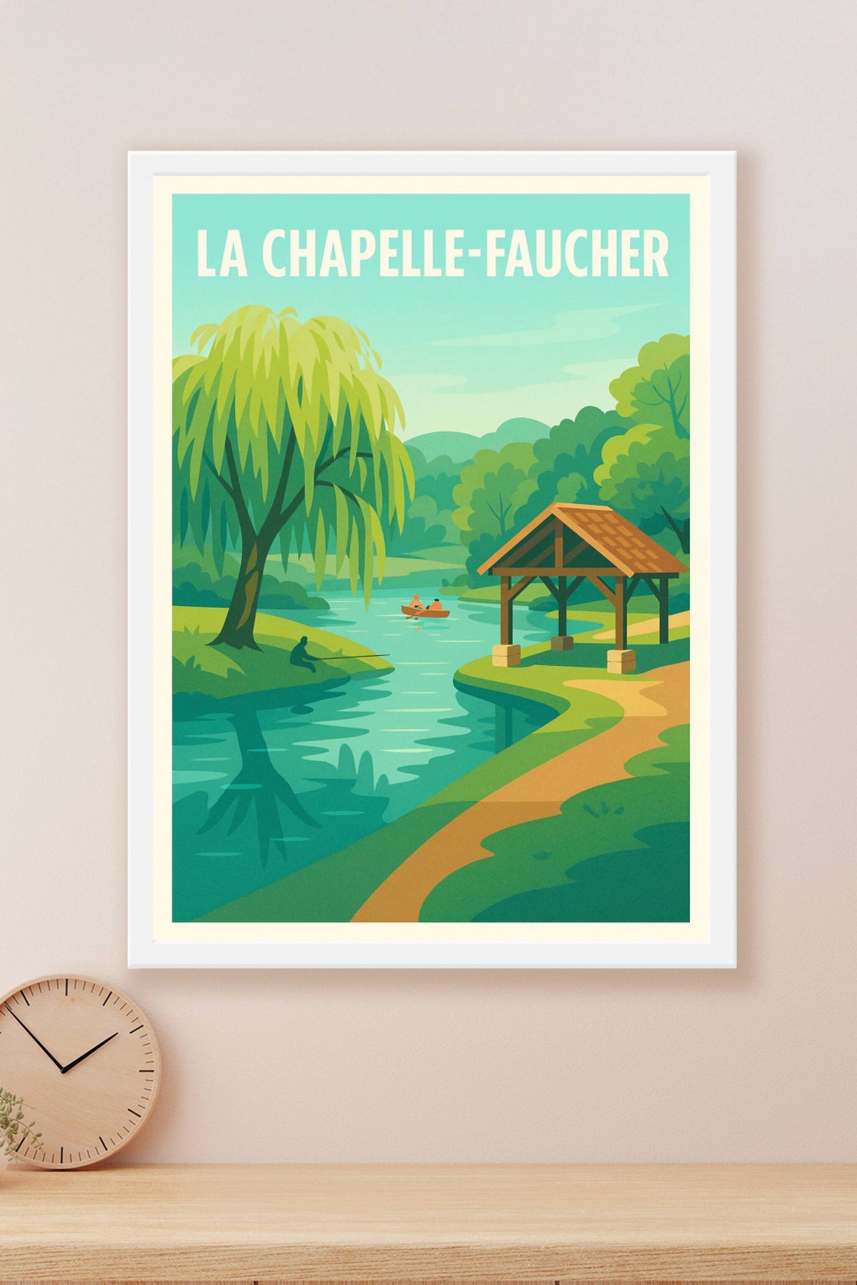 Affiche La Chapelle-Faucher — Évasion tranquille au bord de l'eau · poster d'art de La Chapelle-Faucher