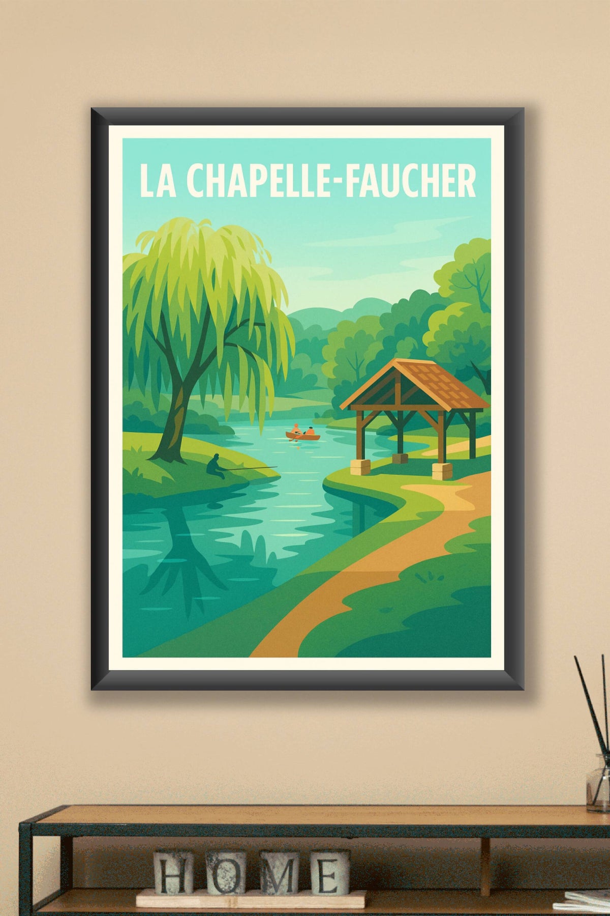 Affiche La Chapelle-Faucher — Évasion tranquille au bord de l'eau · poster d'art de La Chapelle-Faucher