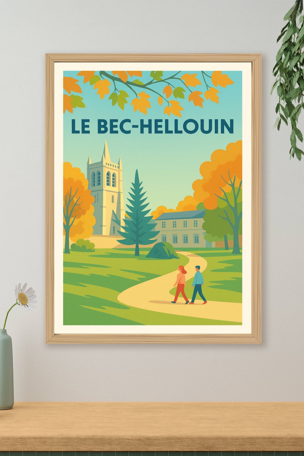 Affiche Le Bec-Hellouin — Balade bucolique au cœur du village · poster d'art de Le Bec-Hellouin
