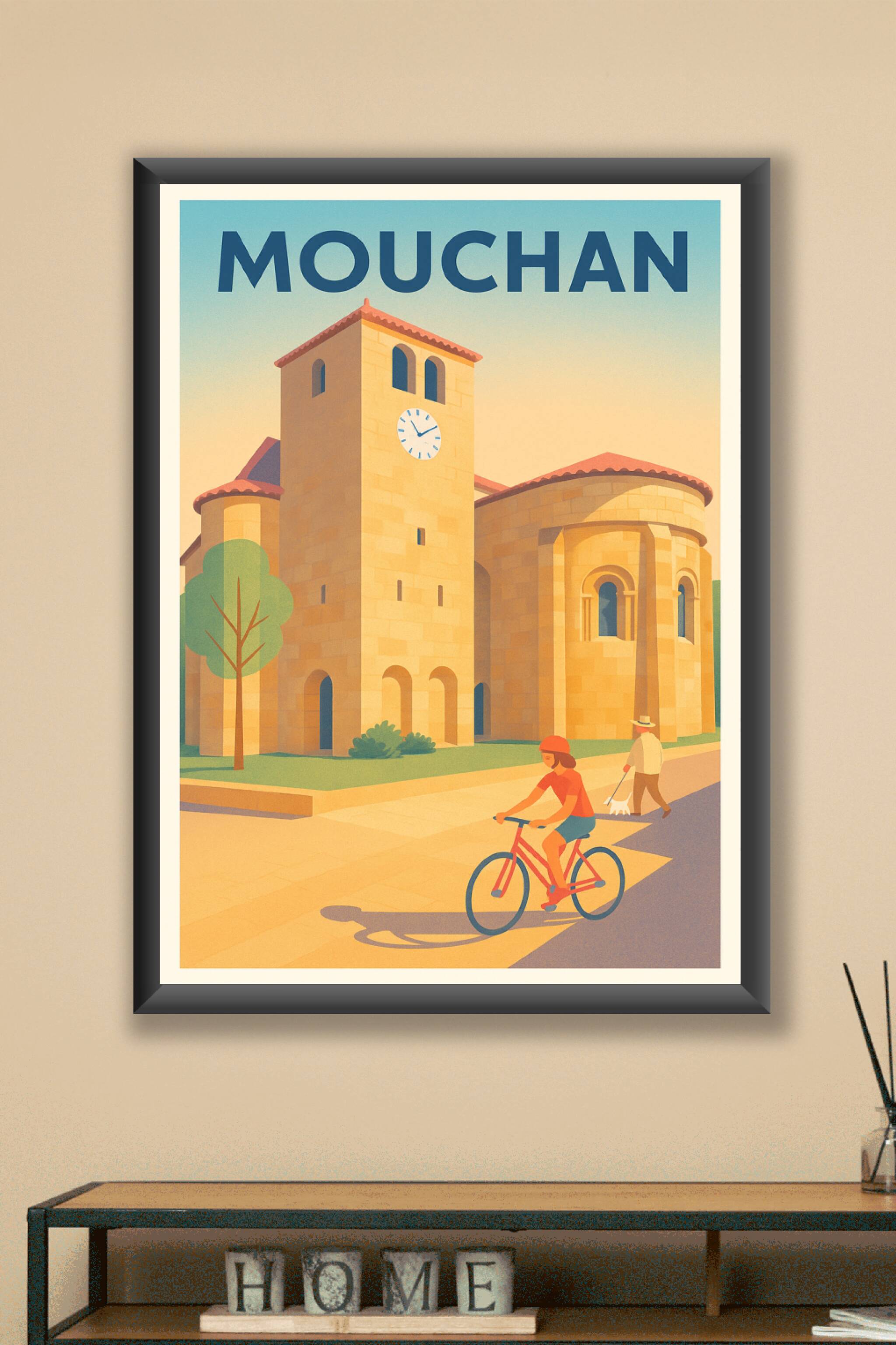 Affiche Mouchan — Charme et Sérénité à l'Heure Douce · poster d'art de Mouchan