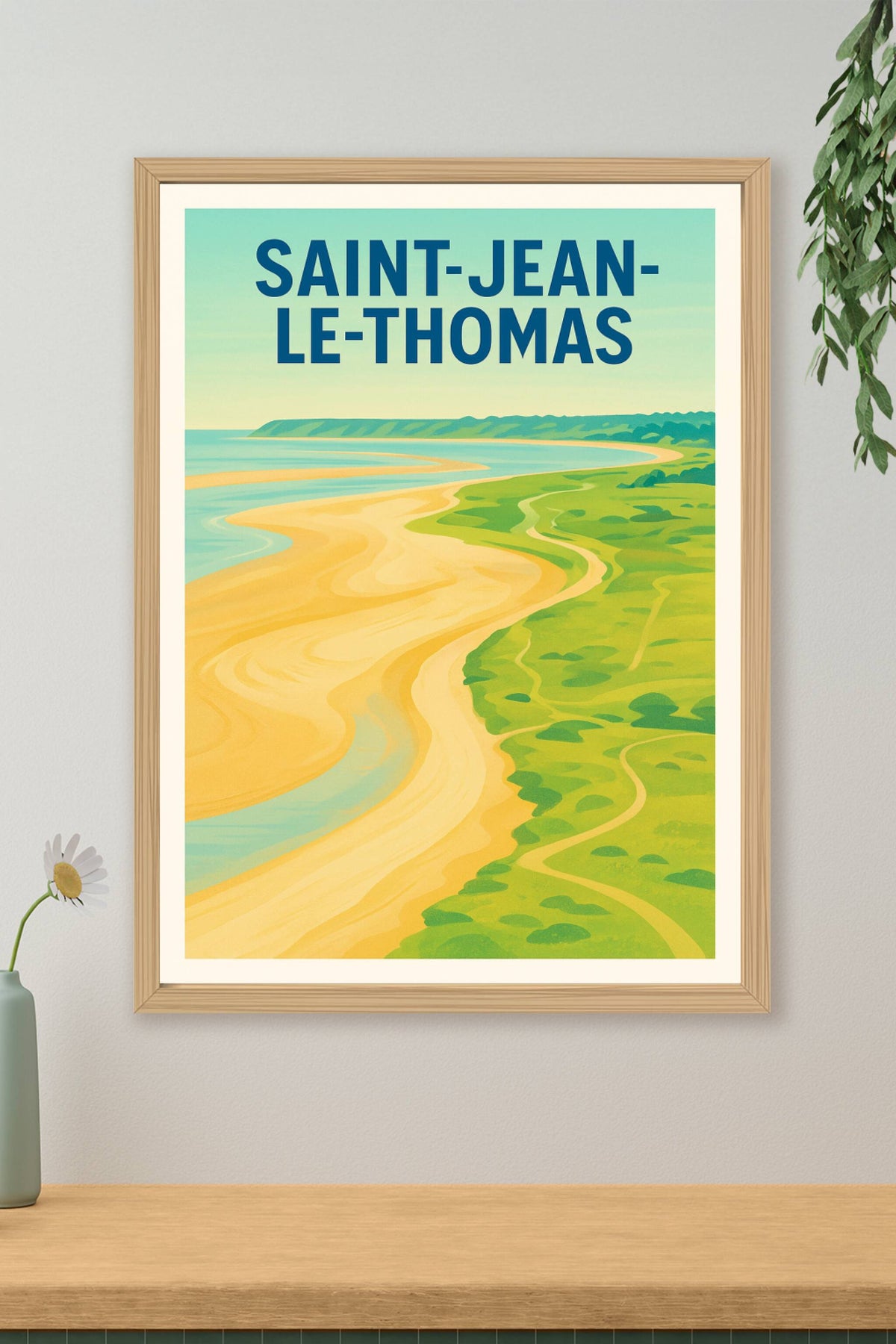 Affiche Saint-Jean-le-Thomas — Évasion côtière paisible · poster d'art de Saint-Jean-le-Thomas