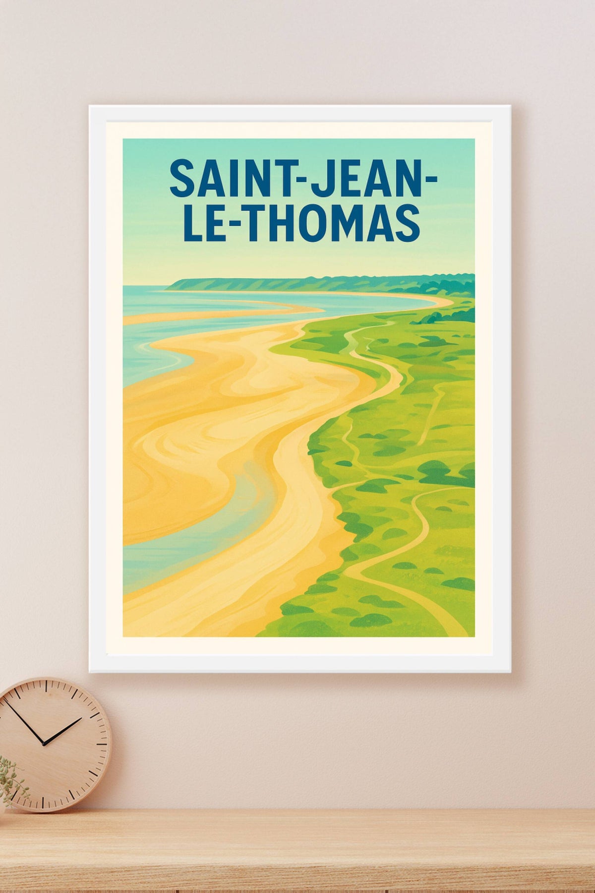 Affiche Saint-Jean-le-Thomas — Évasion côtière paisible · poster d'art de Saint-Jean-le-Thomas