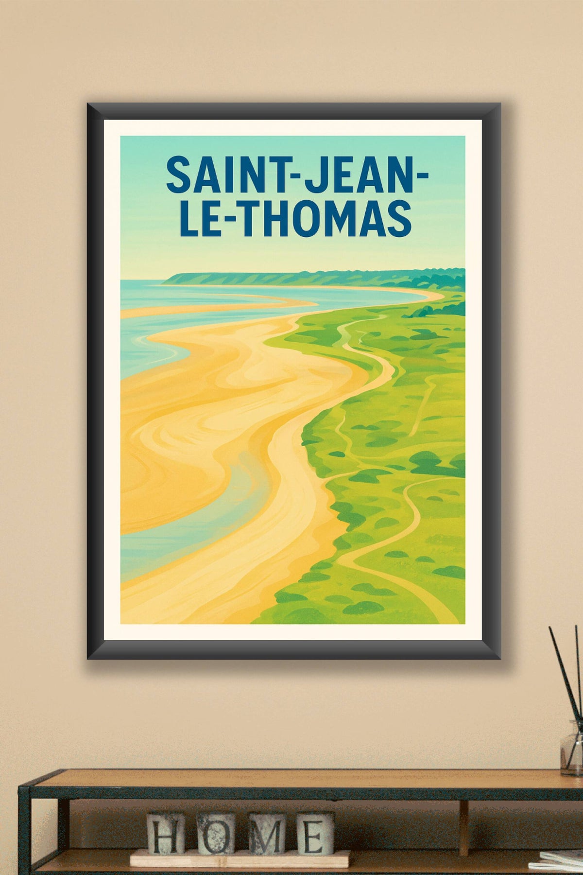 Affiche Saint-Jean-le-Thomas — Évasion côtière paisible · poster d'art de Saint-Jean-le-Thomas
