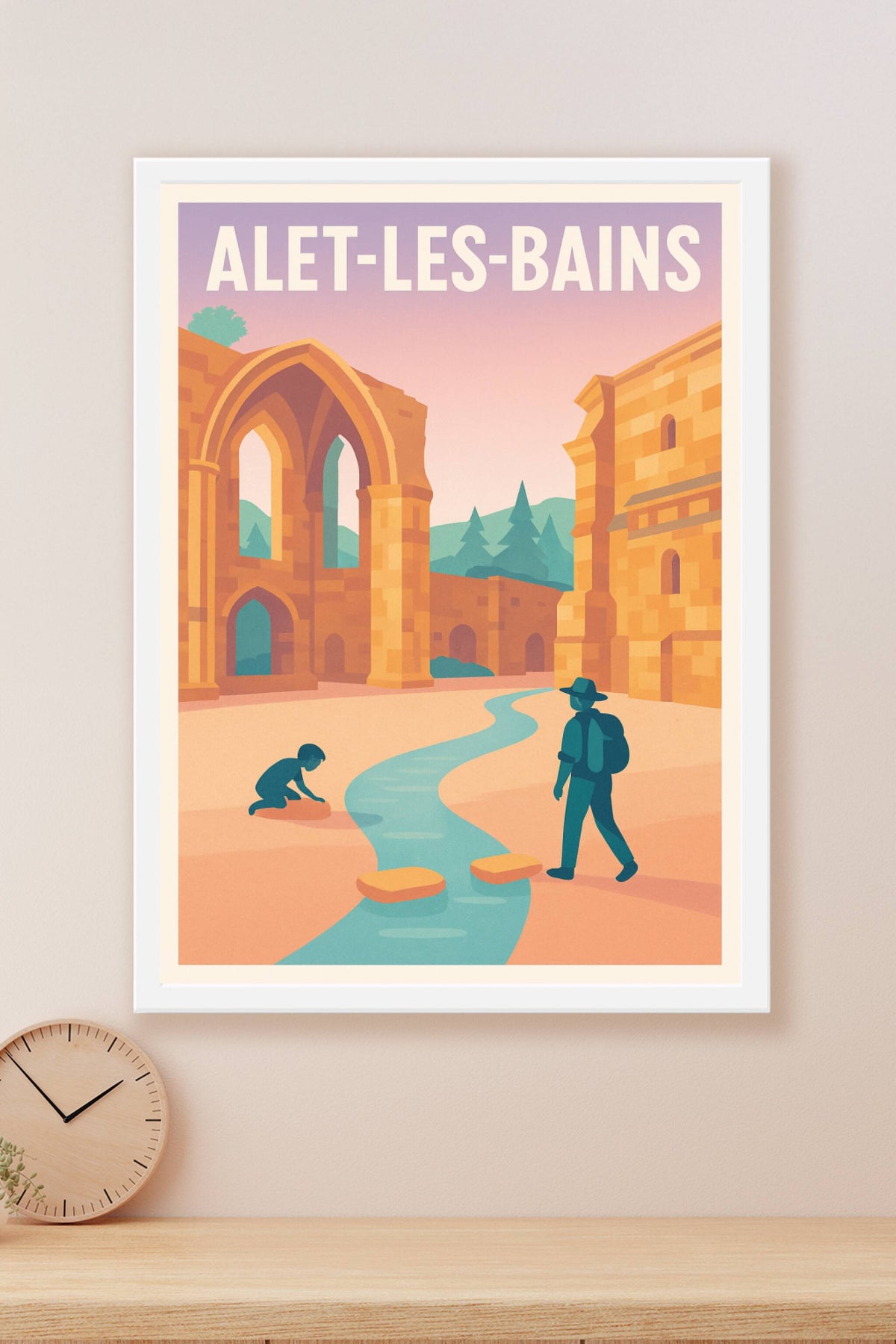 Affiche Alet-les-Bains — Tranquillité au fil de l'eau · poster d'art de Alet-les-Bains