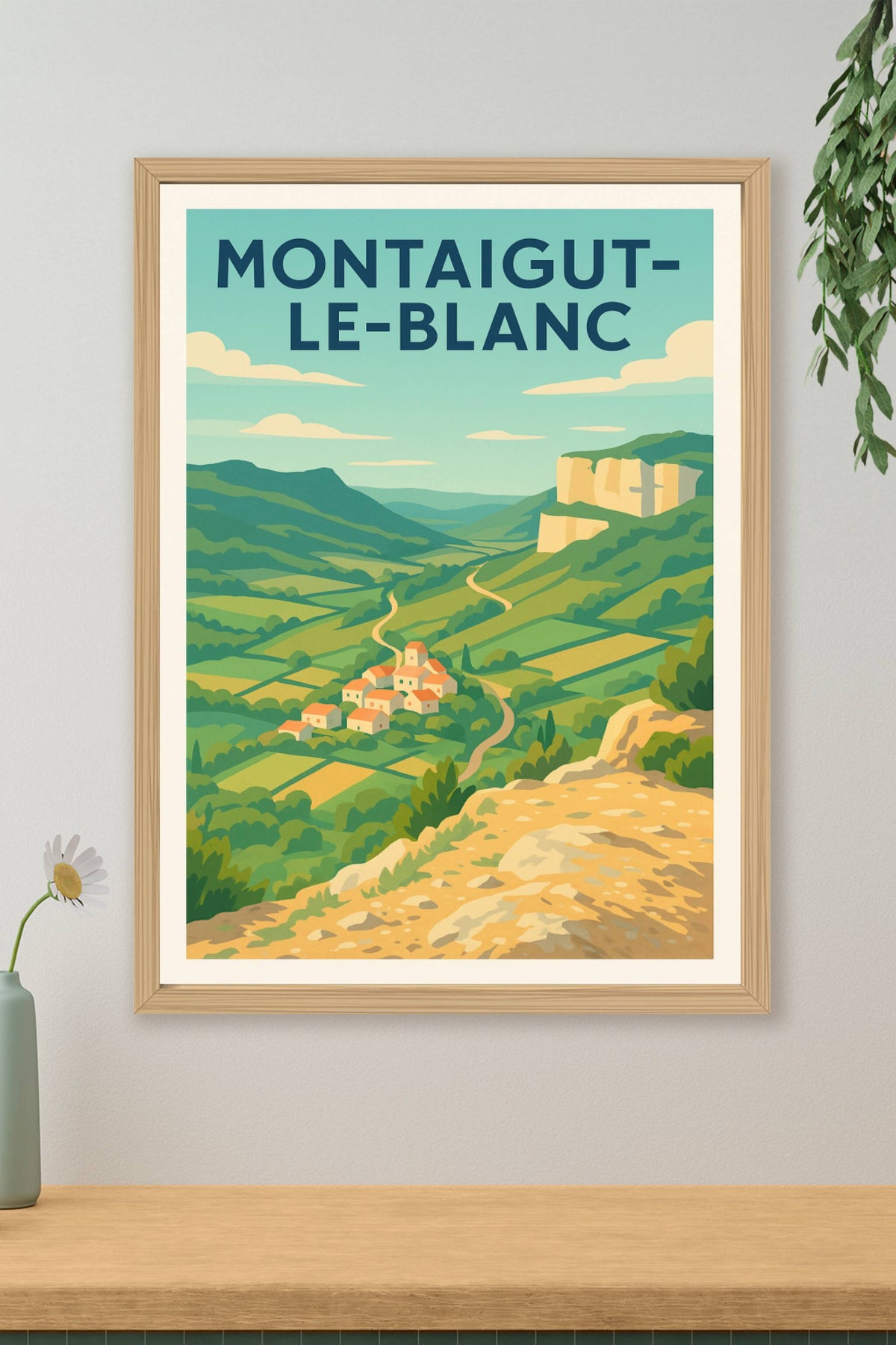 Affiche Montaigut-le-Blanc — Évasion champêtre au cœur des paysages vallonnés · poster d'art de Montaigut-le-Blanc