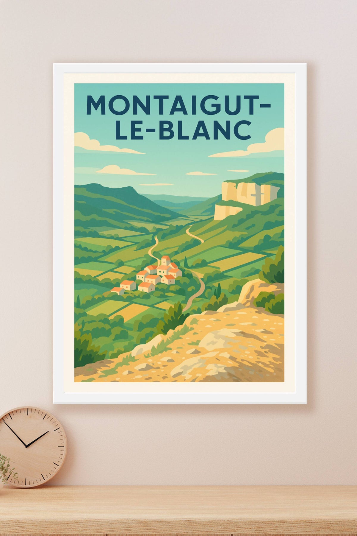 Affiche Montaigut-le-Blanc — Évasion champêtre au cœur des paysages vallonnés · poster d'art de Montaigut-le-Blanc