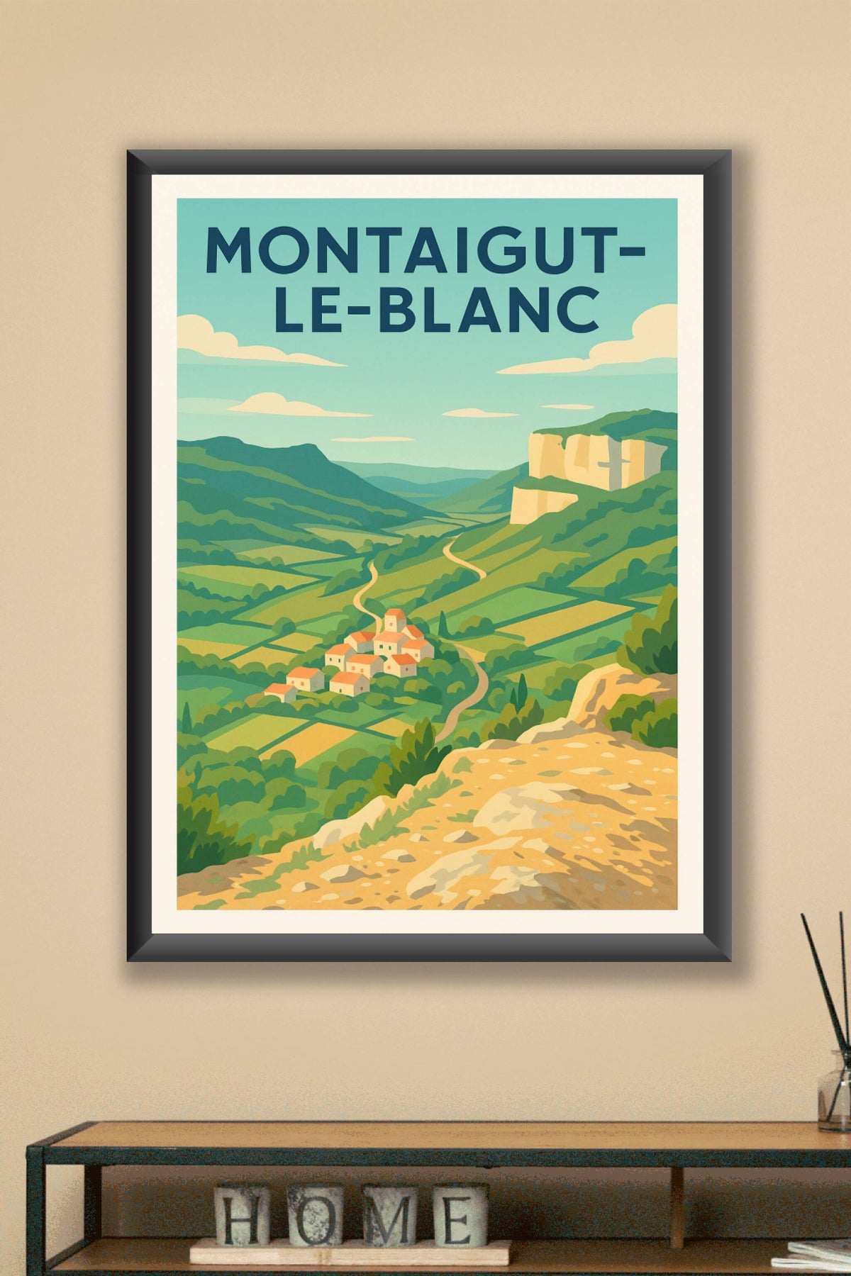 Affiche Montaigut-le-Blanc — Évasion champêtre au cœur des paysages vallonnés · poster d'art de Montaigut-le-Blanc