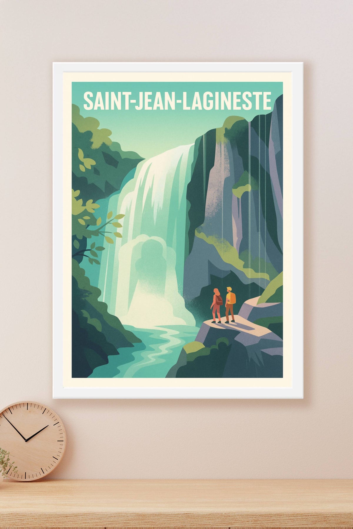 Affiche Saint-Jean-Lagineste — L'appel rafraîchissant de la cascade · poster d'art de Saint-Jean-Lagineste