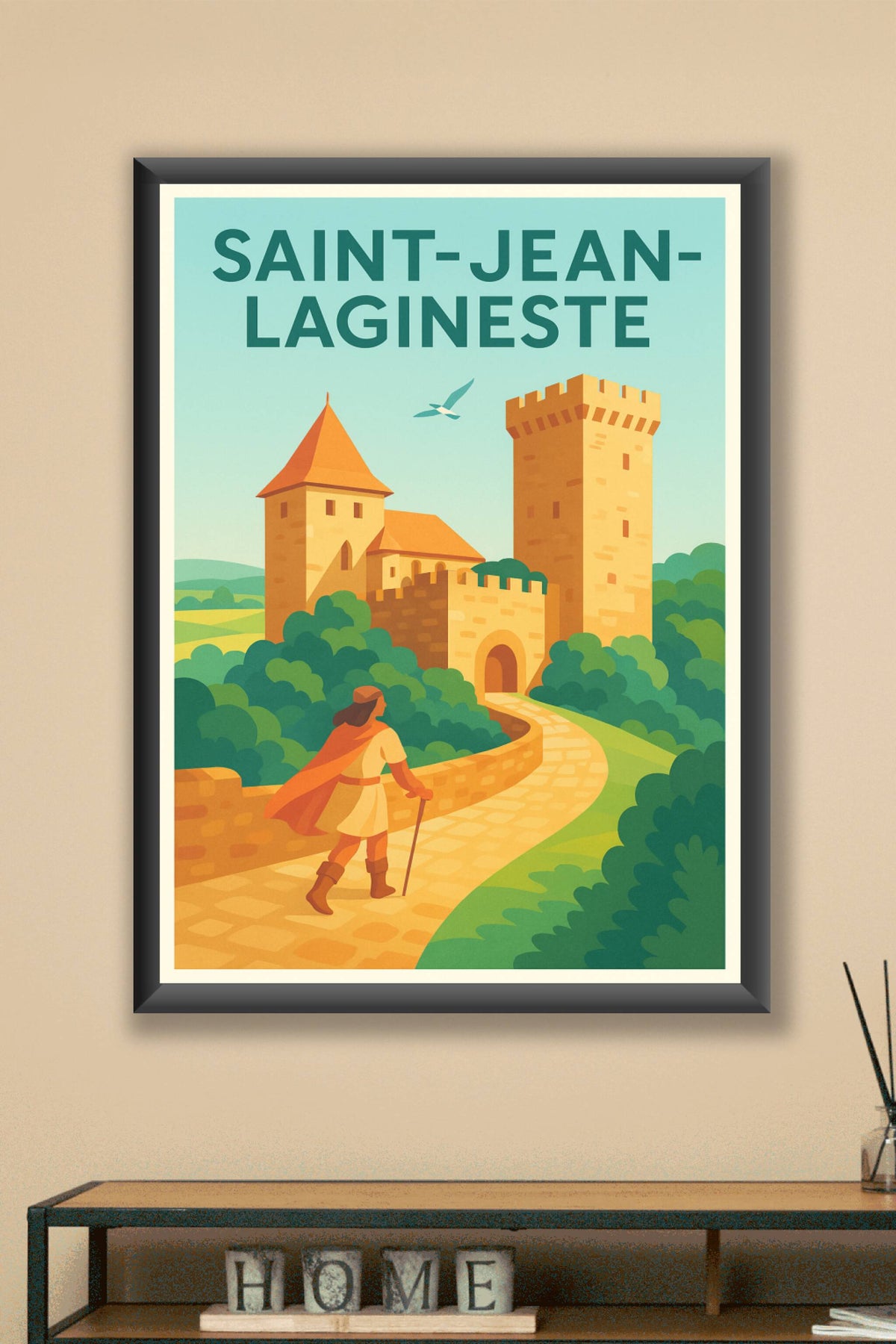 Affiche Saint-Jean-Lagineste — Voyage médiéval enchanteur · poster d'art de Saint-Jean-Lagineste