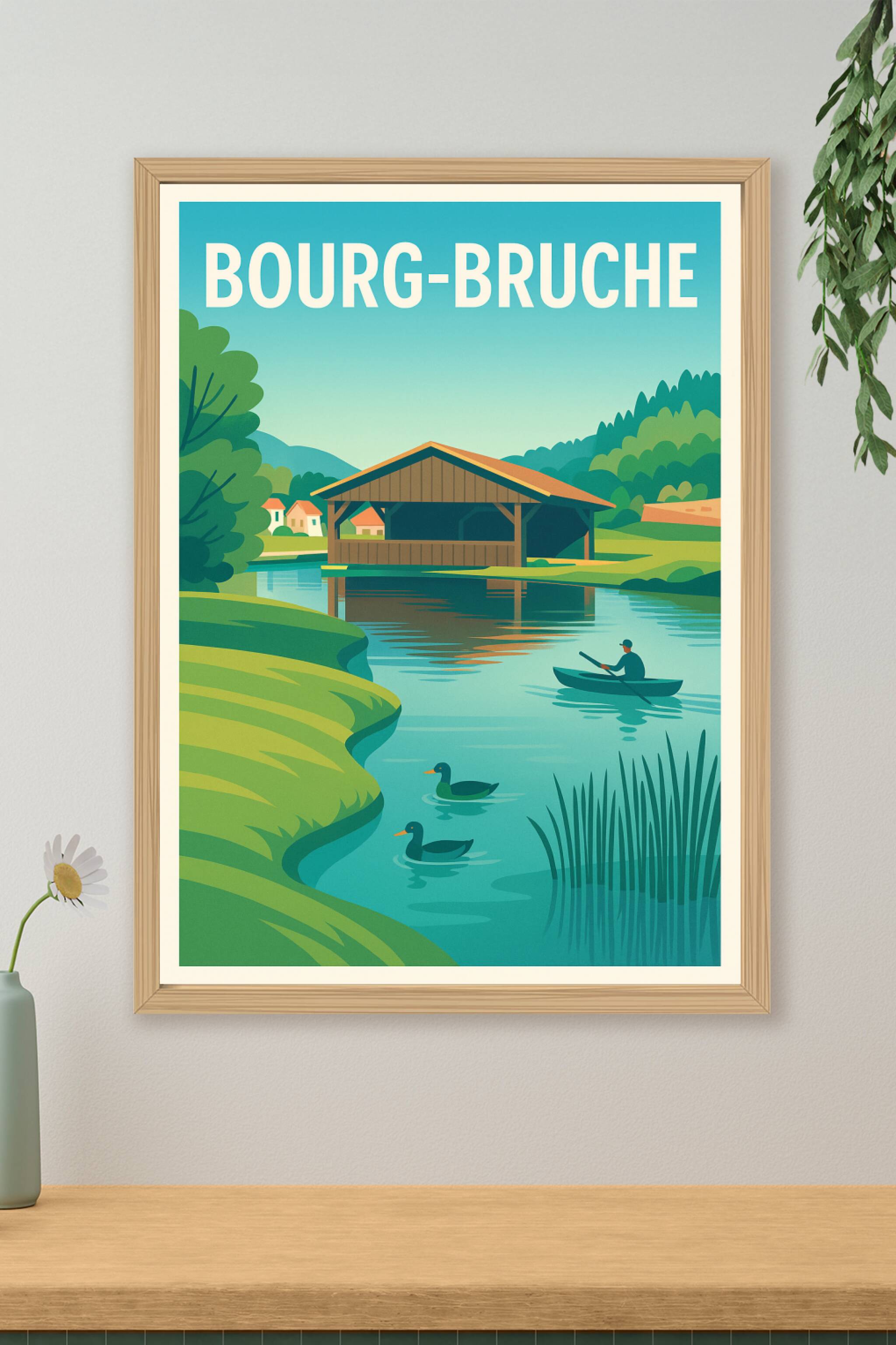 Affiche Bourg-Bruche — Sérénité au fil de l'eau · poster d'art de Bourg-Bruche