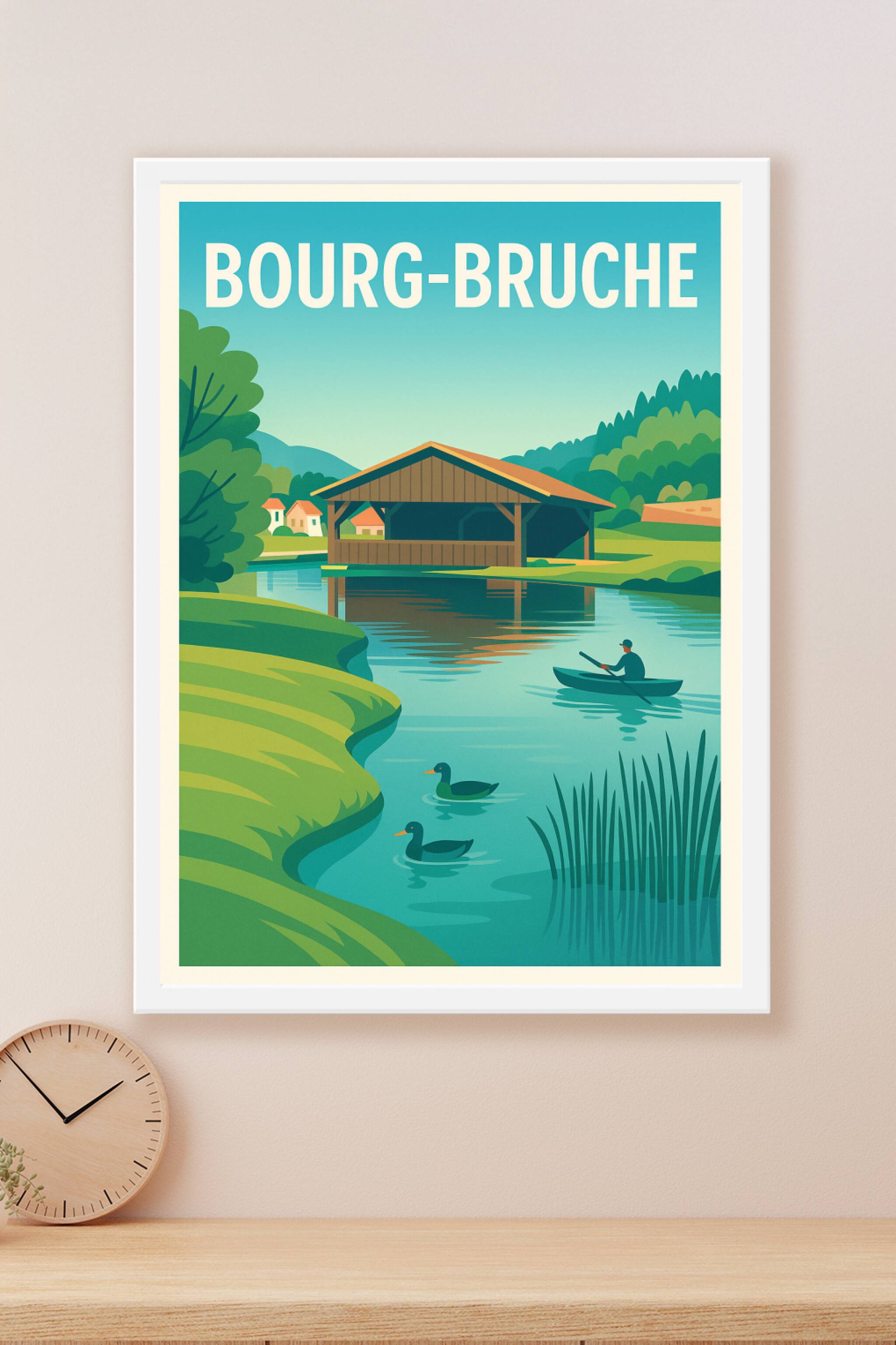 Affiche Bourg-Bruche — Sérénité au fil de l'eau · poster d'art de Bourg-Bruche