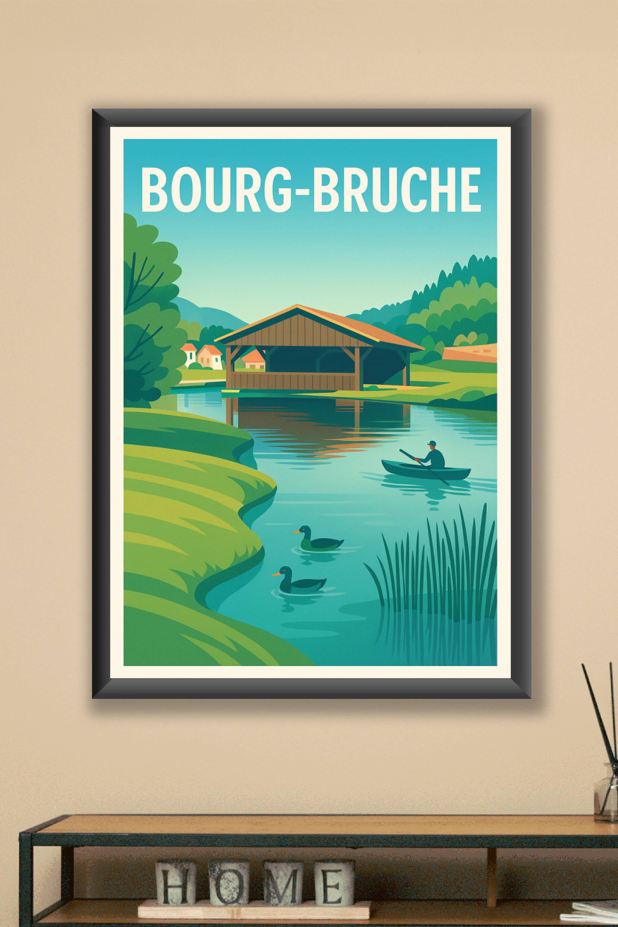 Affiche Bourg-Bruche — Sérénité au fil de l'eau · poster d'art de Bourg-Bruche