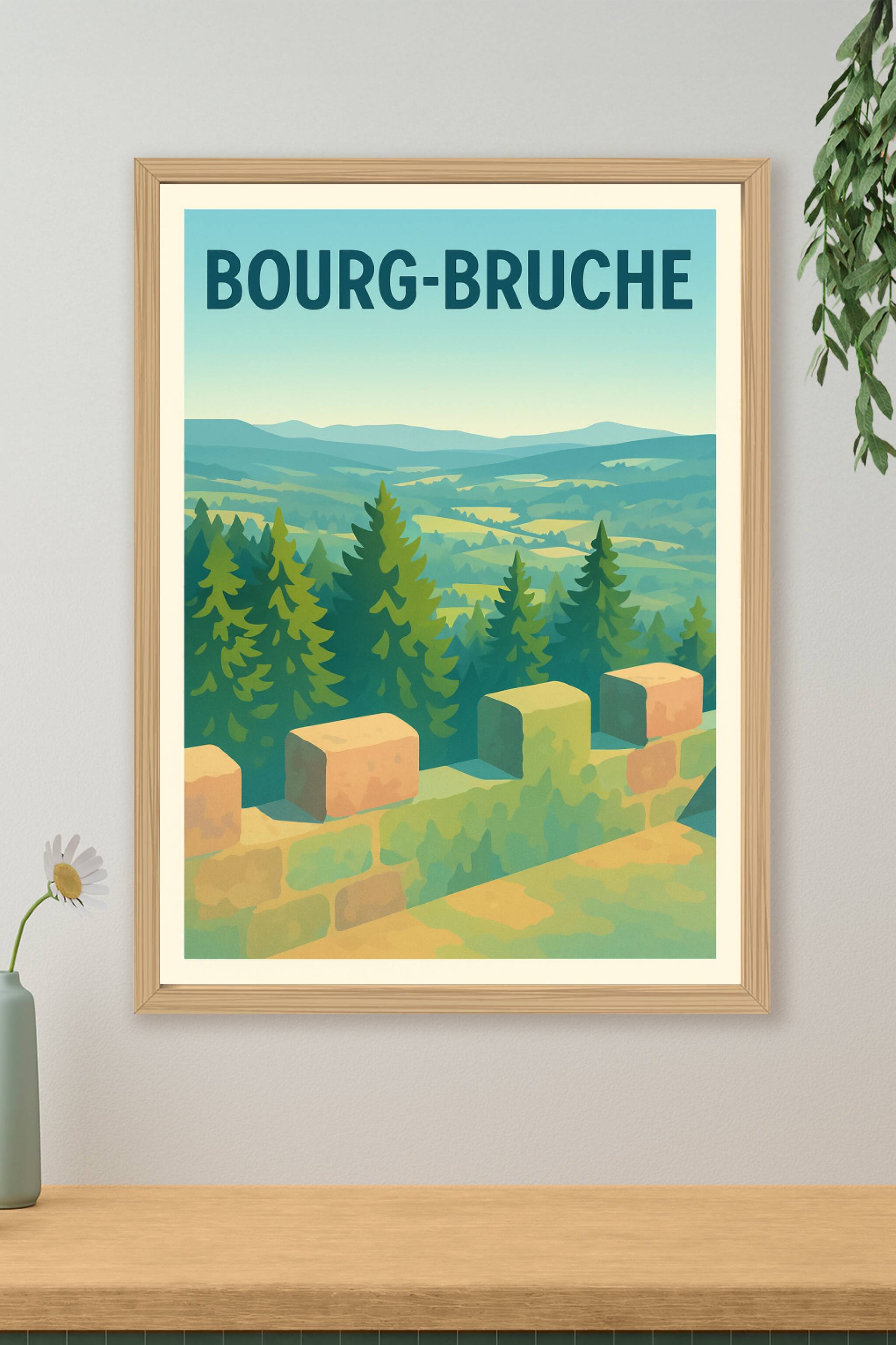Affiche Bourg-Bruche — Vue panoramique sur la nature alsacienne · poster d'art de Bourg-Bruche