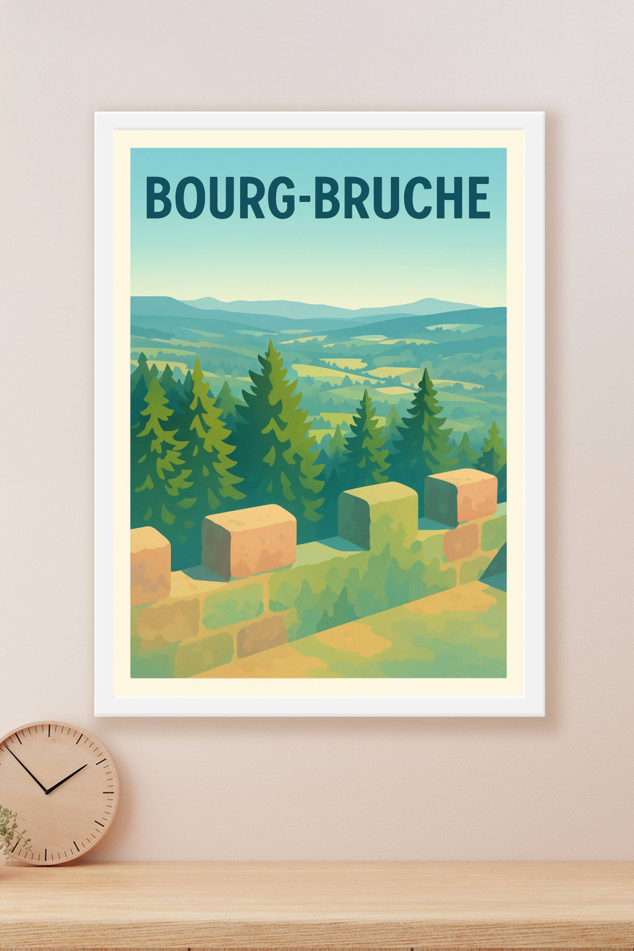 Affiche Bourg-Bruche — Vue panoramique sur la nature alsacienne · poster d'art de Bourg-Bruche
