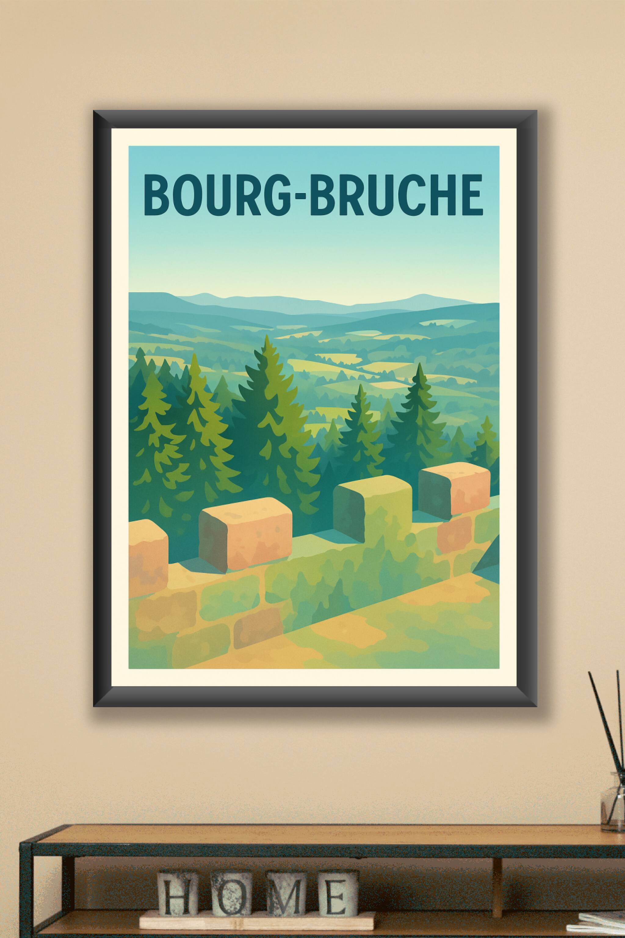 Affiche Bourg-Bruche — Vue panoramique sur la nature alsacienne · poster d'art de Bourg-Bruche