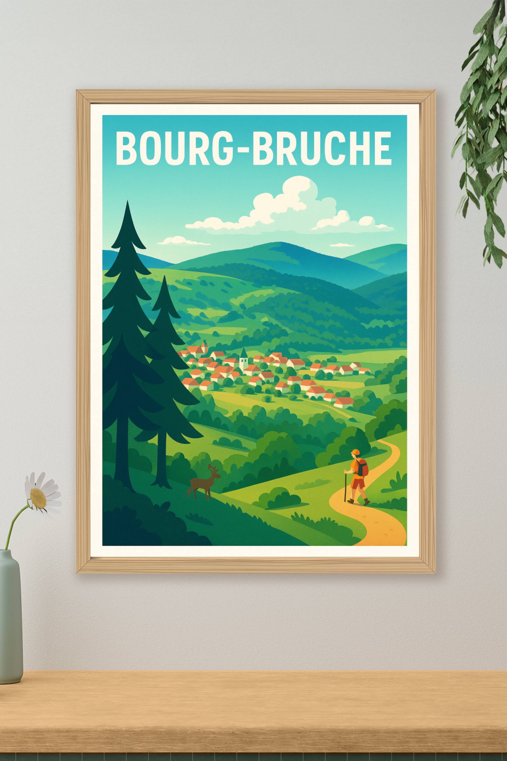 Affiche Bourg-Bruche — Évasion bucolique au cœur de la nature · poster d'art de Bourg-Bruche