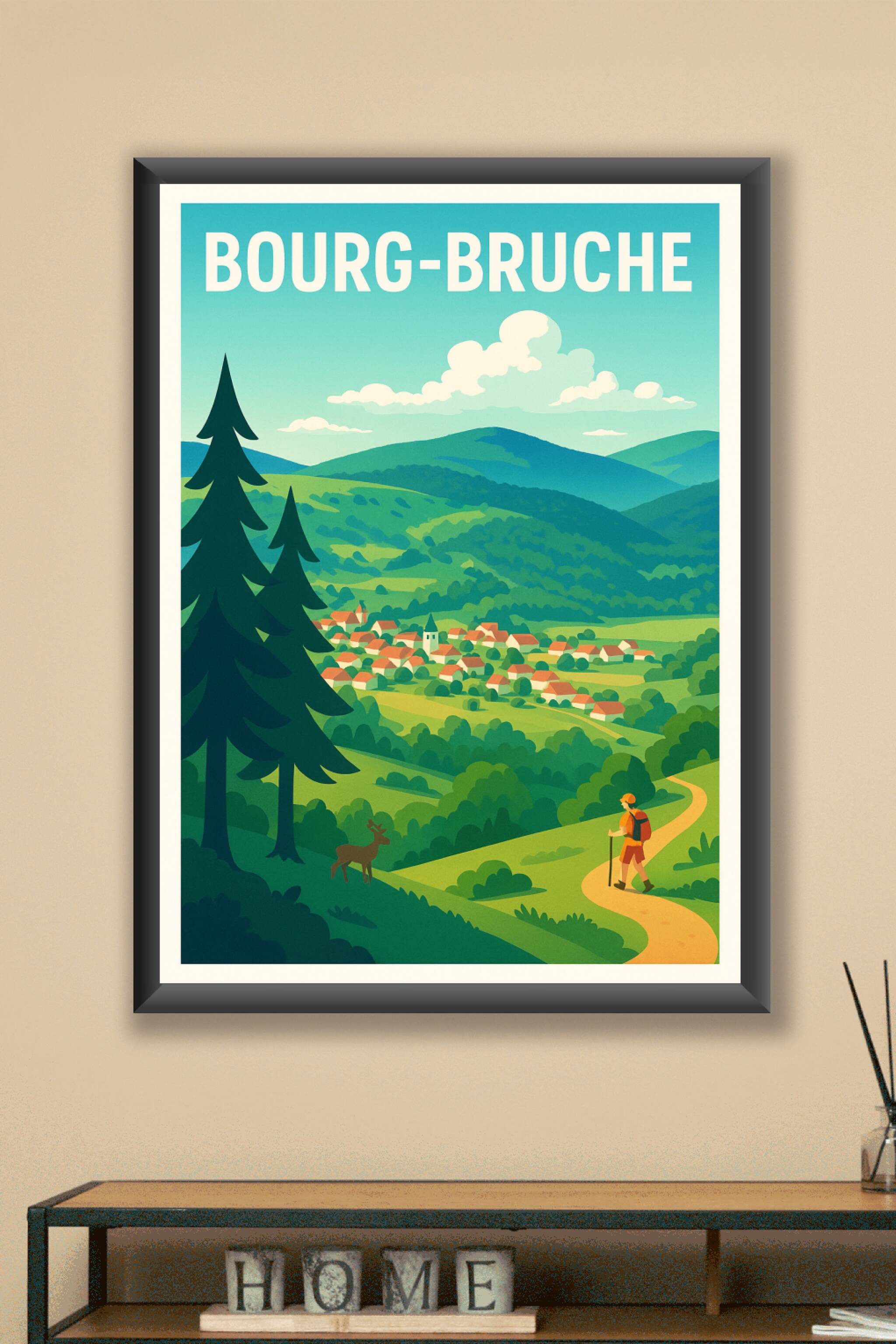 Affiche Bourg-Bruche — Évasion bucolique au cœur de la nature · poster d'art de Bourg-Bruche