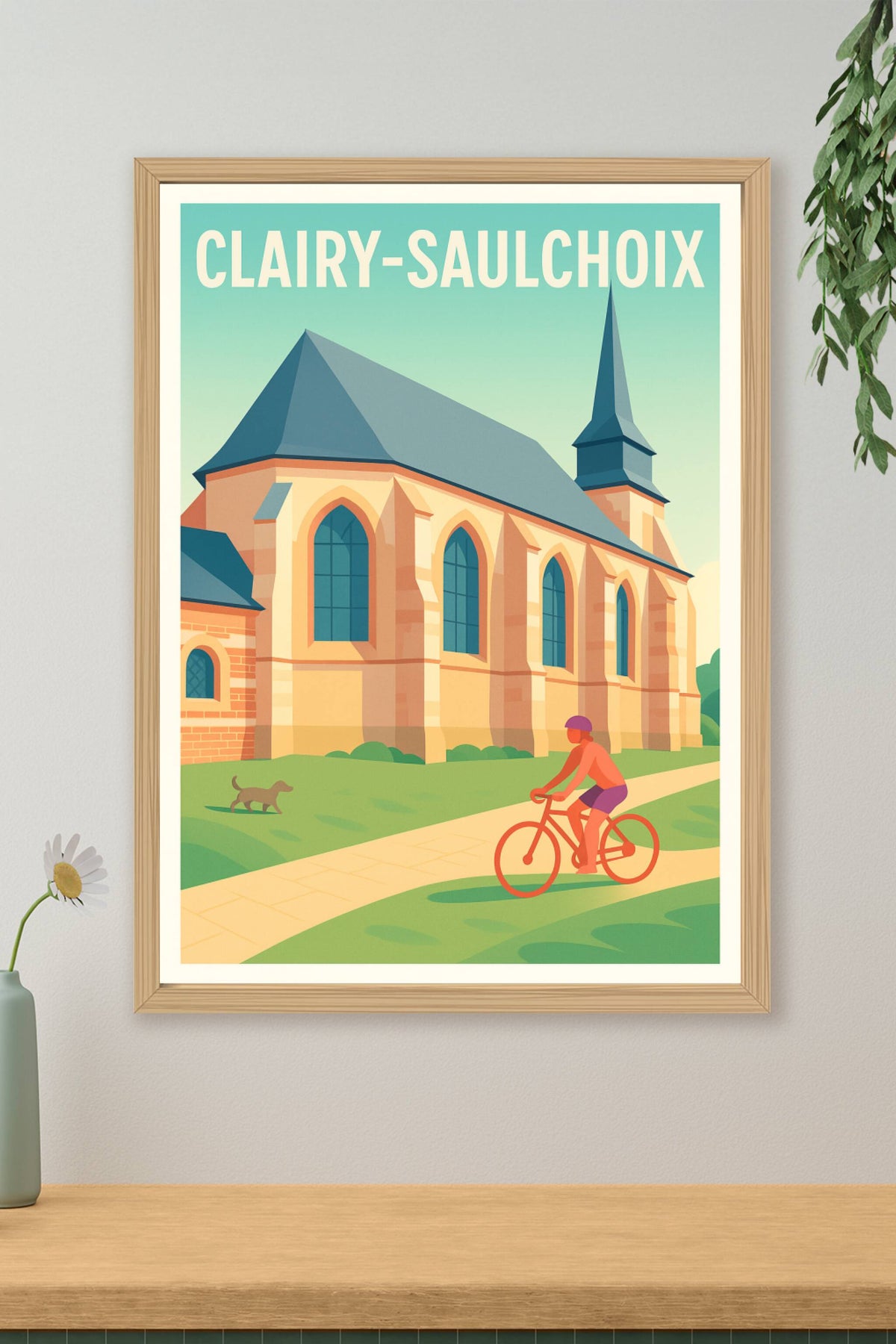 Affiche Clairy-Saulchoix — Charme et sérénité à vélo · poster d'art de Clairy-Saulchoix