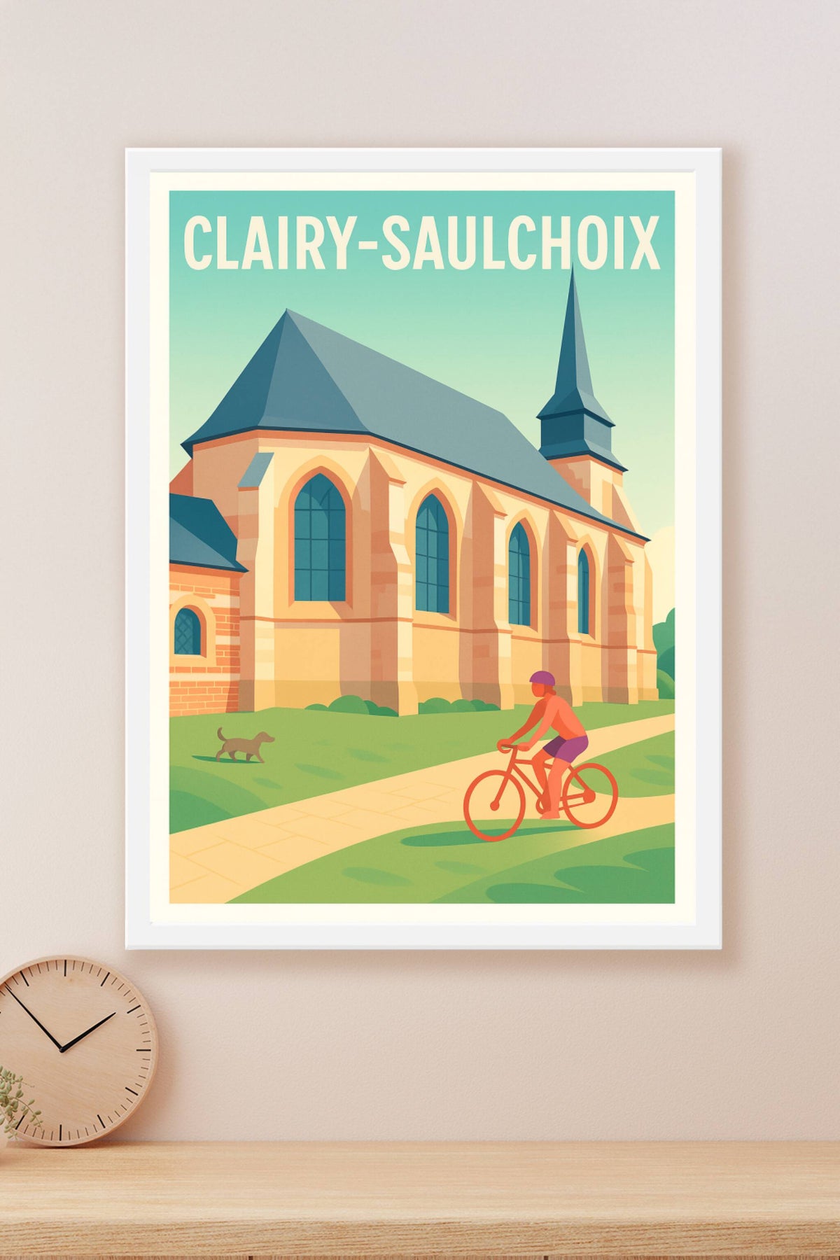 Affiche Clairy-Saulchoix — Charme et sérénité à vélo · poster d'art de Clairy-Saulchoix