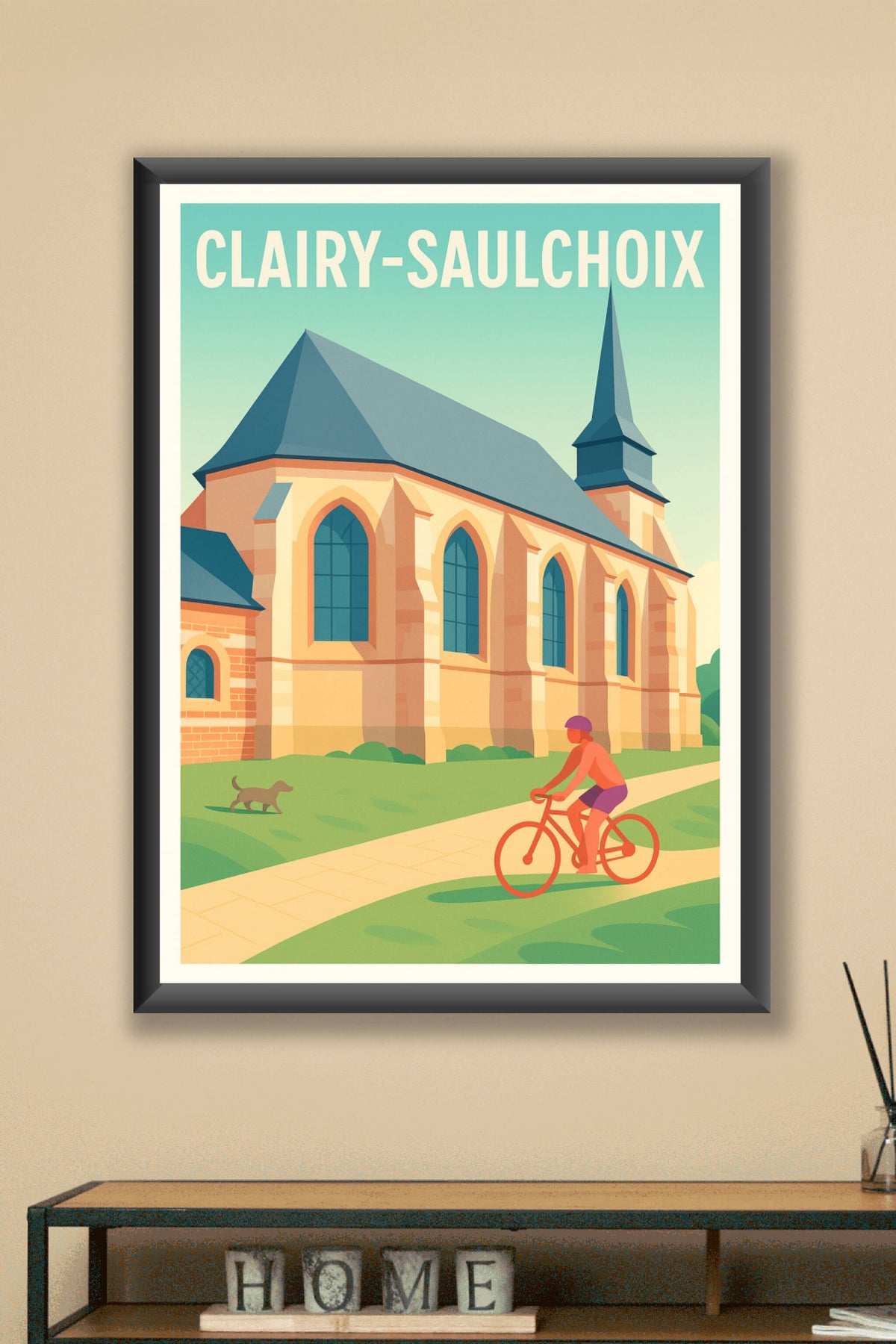 Affiche Clairy-Saulchoix — Charme et sérénité à vélo · poster d'art de Clairy-Saulchoix