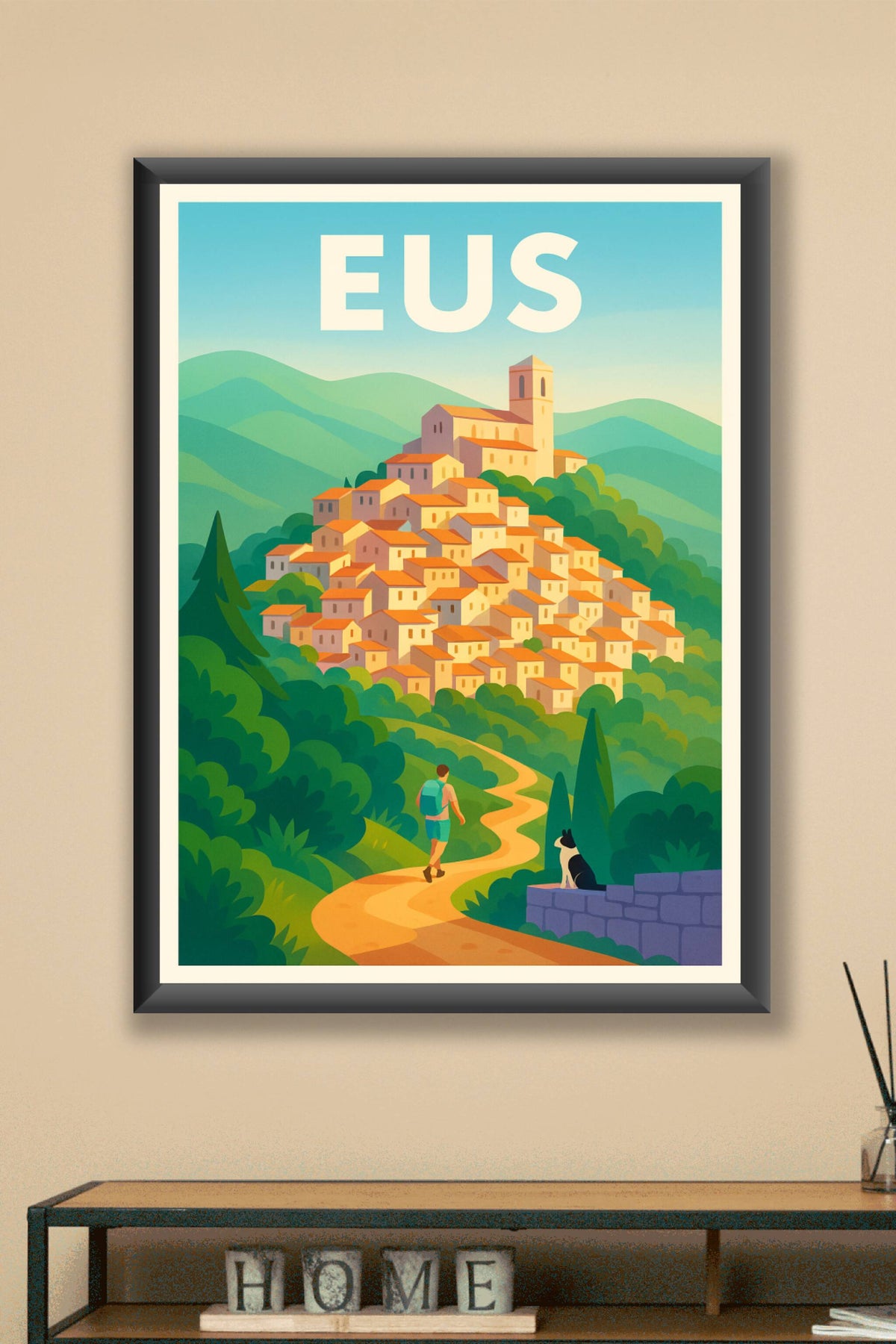 Affiche Eus — Le joyau perché des Pyrénées · poster d'art de Eus