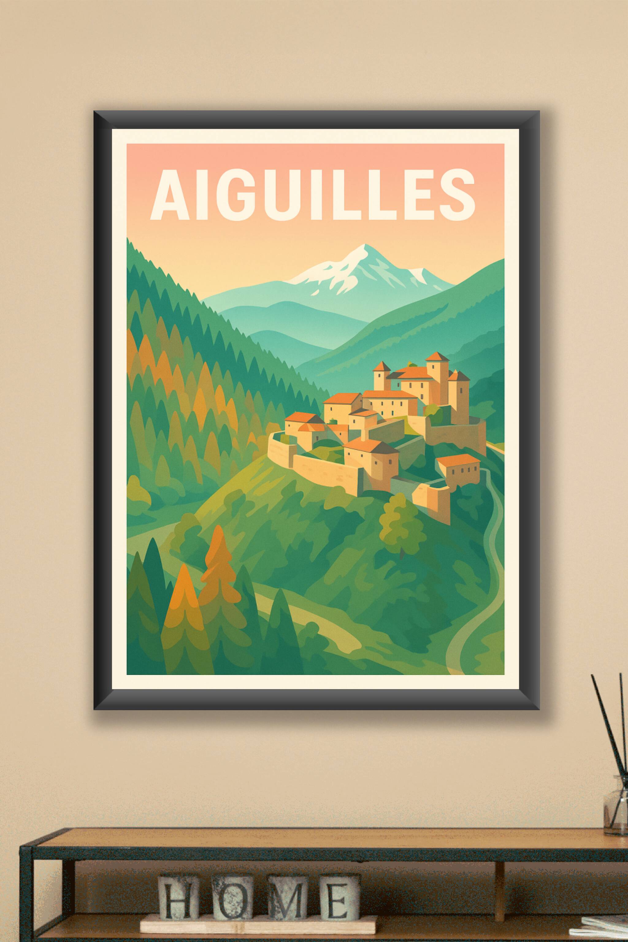Affiche Aiguilles — Une escapade paisible en montagne · poster d'art de Aiguilles