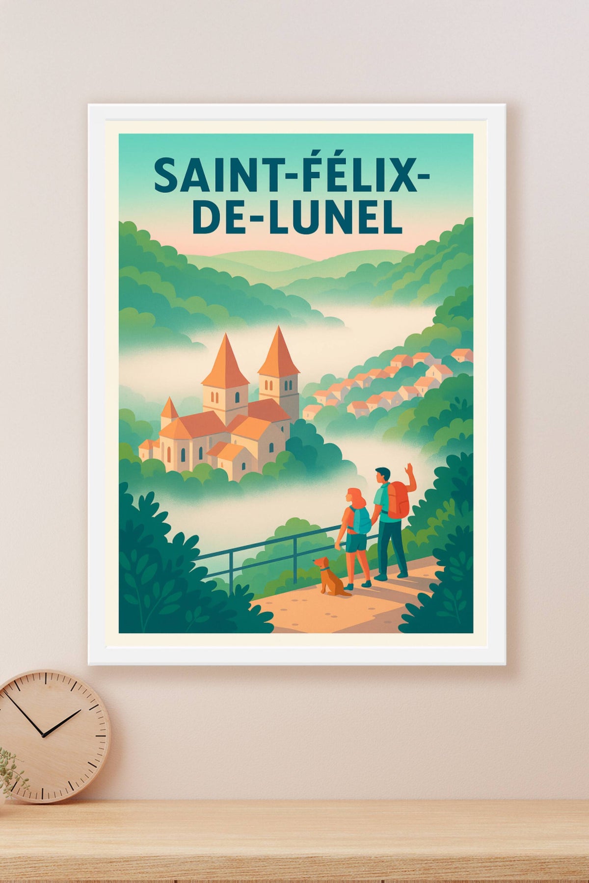 Affiche Saint-Félix-de-Lunel — Évasion au cœur des collines mystérieuses · poster d'art de Saint-Félix-de-Lunel
