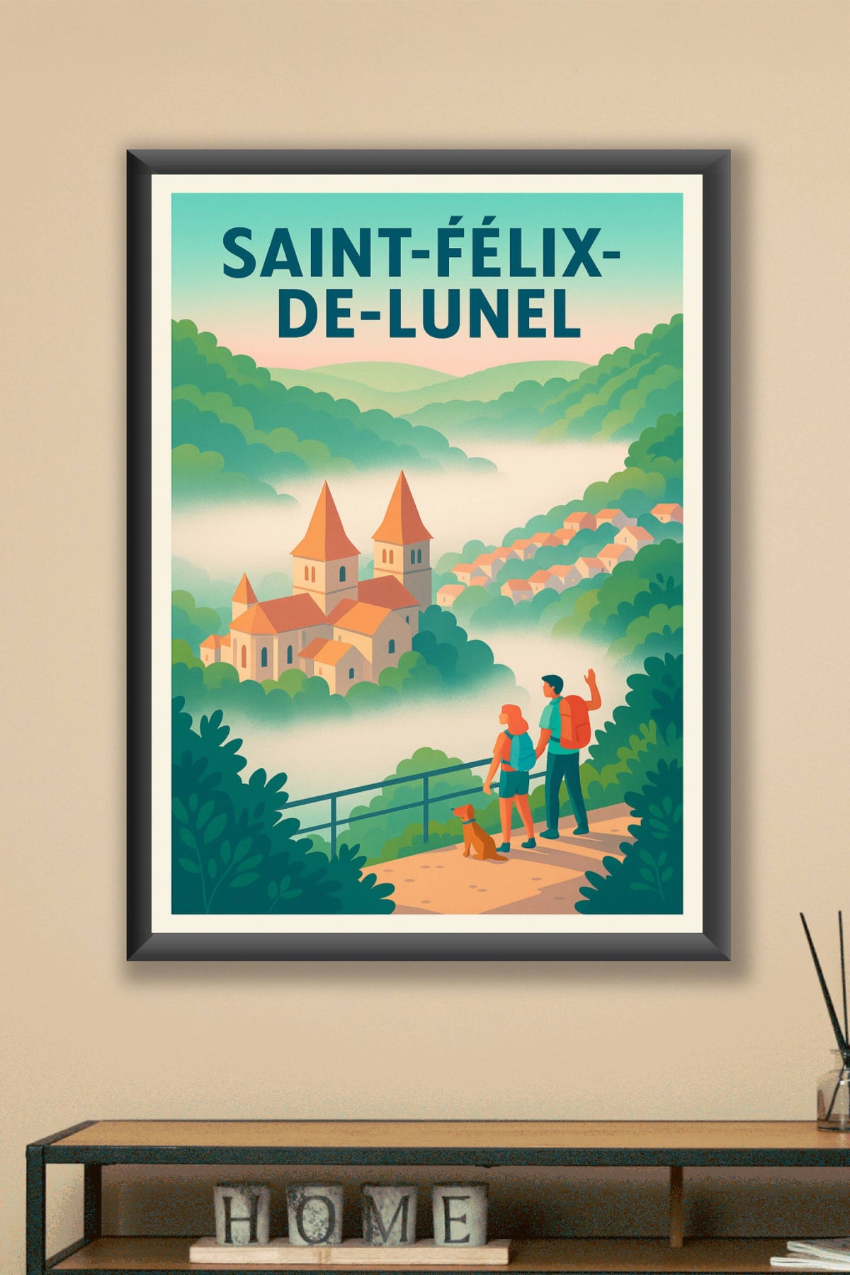 Affiche Saint-Félix-de-Lunel — Évasion au cœur des collines mystérieuses · poster d'art de Saint-Félix-de-Lunel