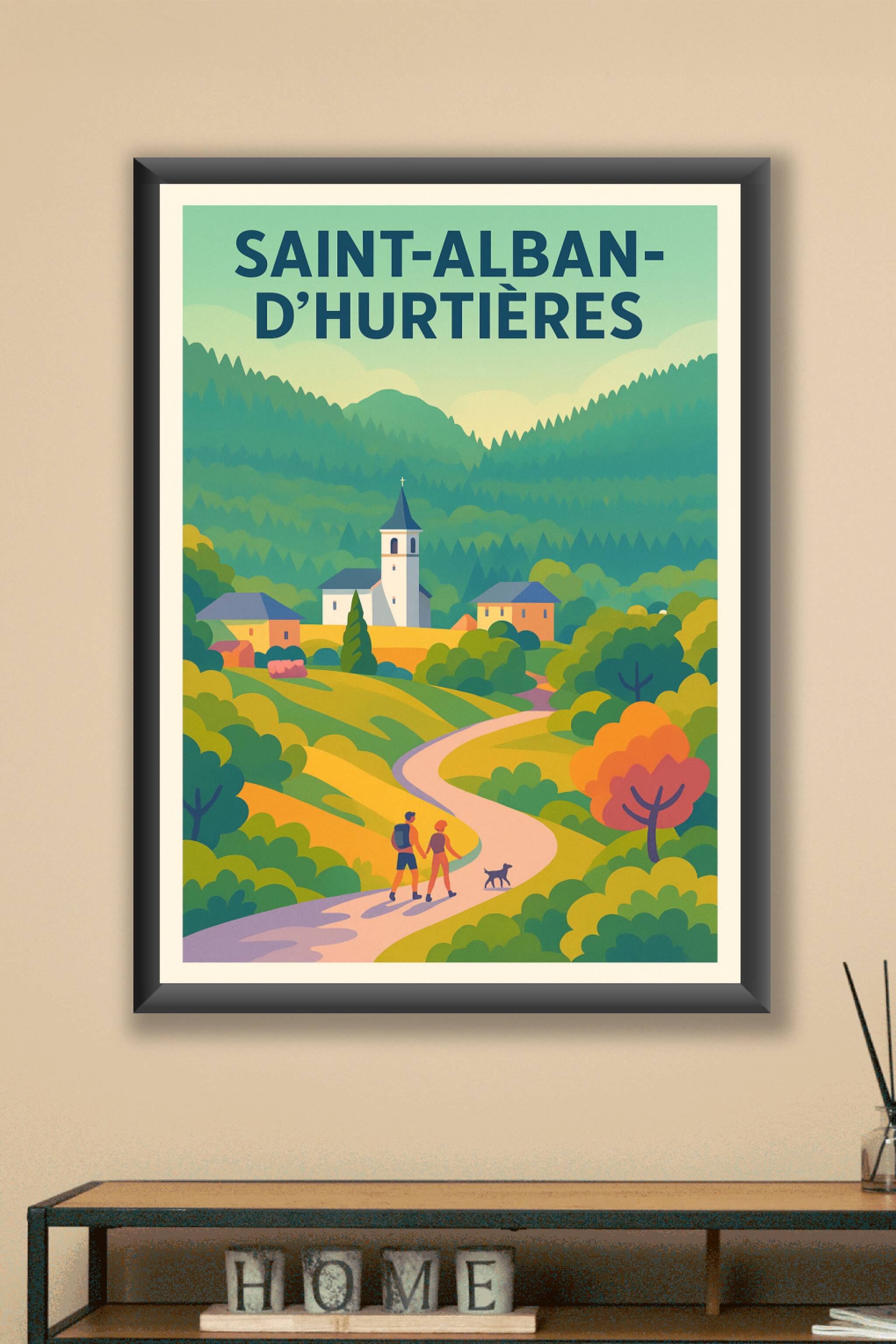 Affiche Saint-Alban-d'Hurtières — Promenade bucolique en Savoie · poster d'art de Saint-Alban-d'Hurtières