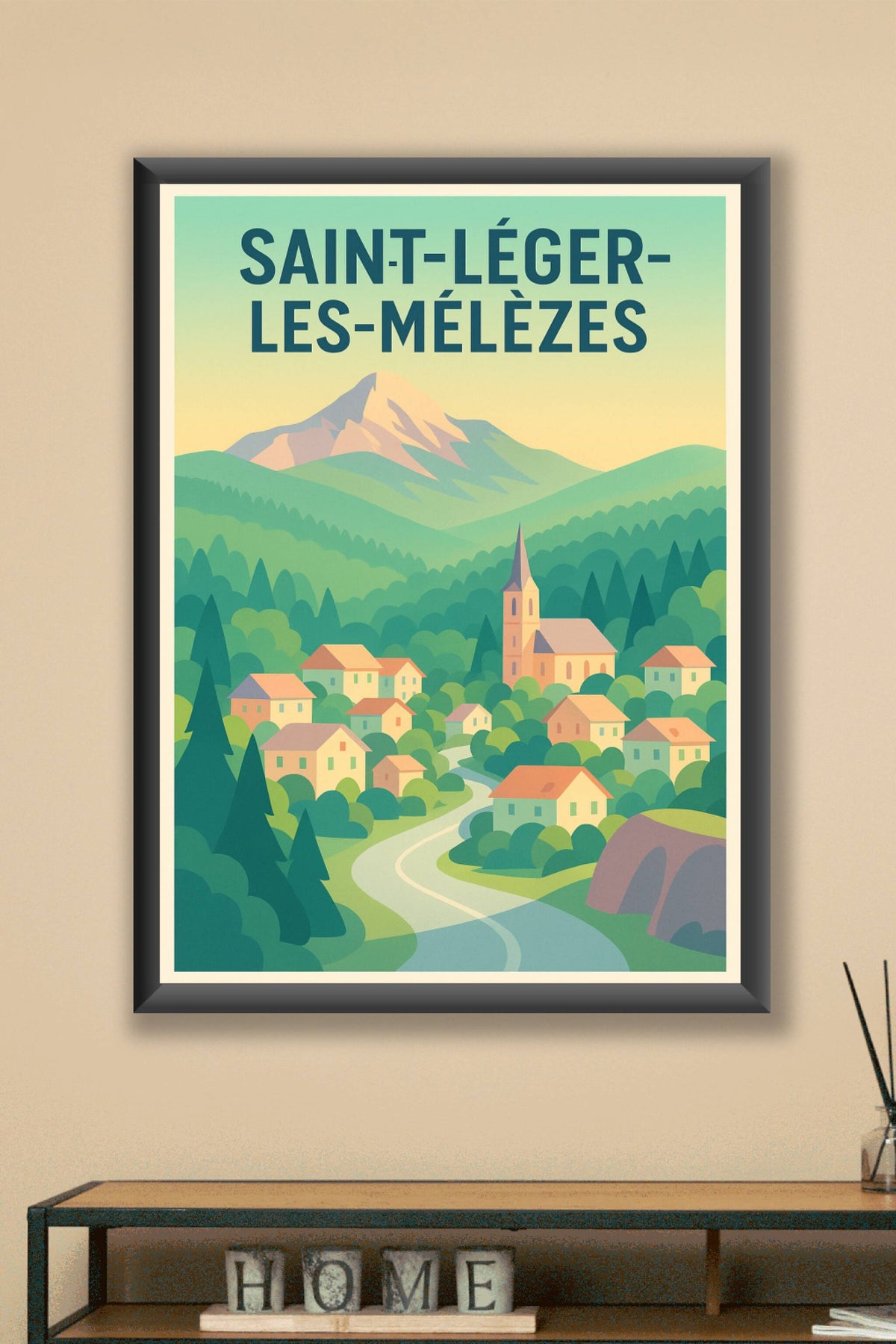Affiche Saint-Léger-les-Mélèzes — Charme montagnard en douceur · poster d'art de Saint-Léger-les-Mélèzes