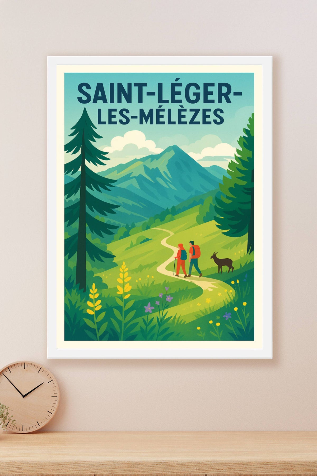 Affiche Saint-Léger-les-Mélèzes — L'évasion en montagne · poster d'art de Saint-Léger-les-Mélèzes