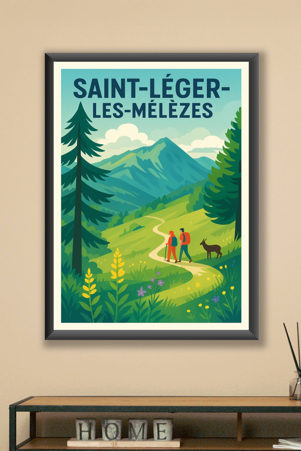 Affiche Saint-Léger-les-Mélèzes — L'évasion en montagne · poster d'art de Saint-Léger-les-Mélèzes