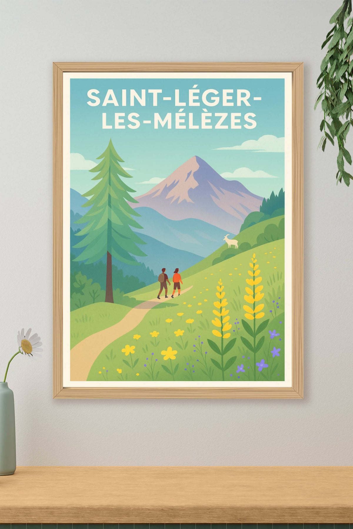 Affiche Saint-Léger-les-Mélèzes — Évasion nature au cœur des montagnes · poster d'art de Saint-Léger-les-Mélèzes
