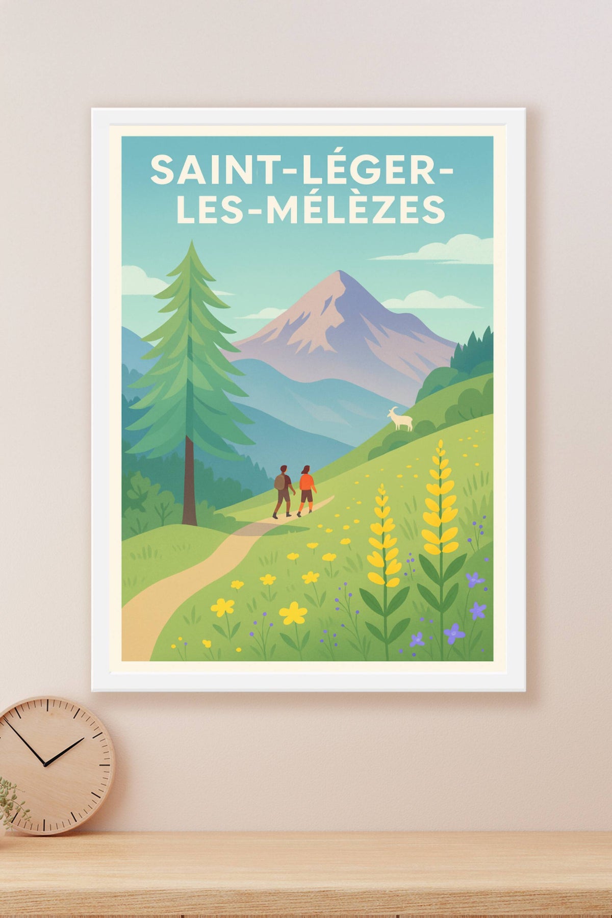Affiche Saint-Léger-les-Mélèzes — Évasion nature au cœur des montagnes · poster d'art de Saint-Léger-les-Mélèzes