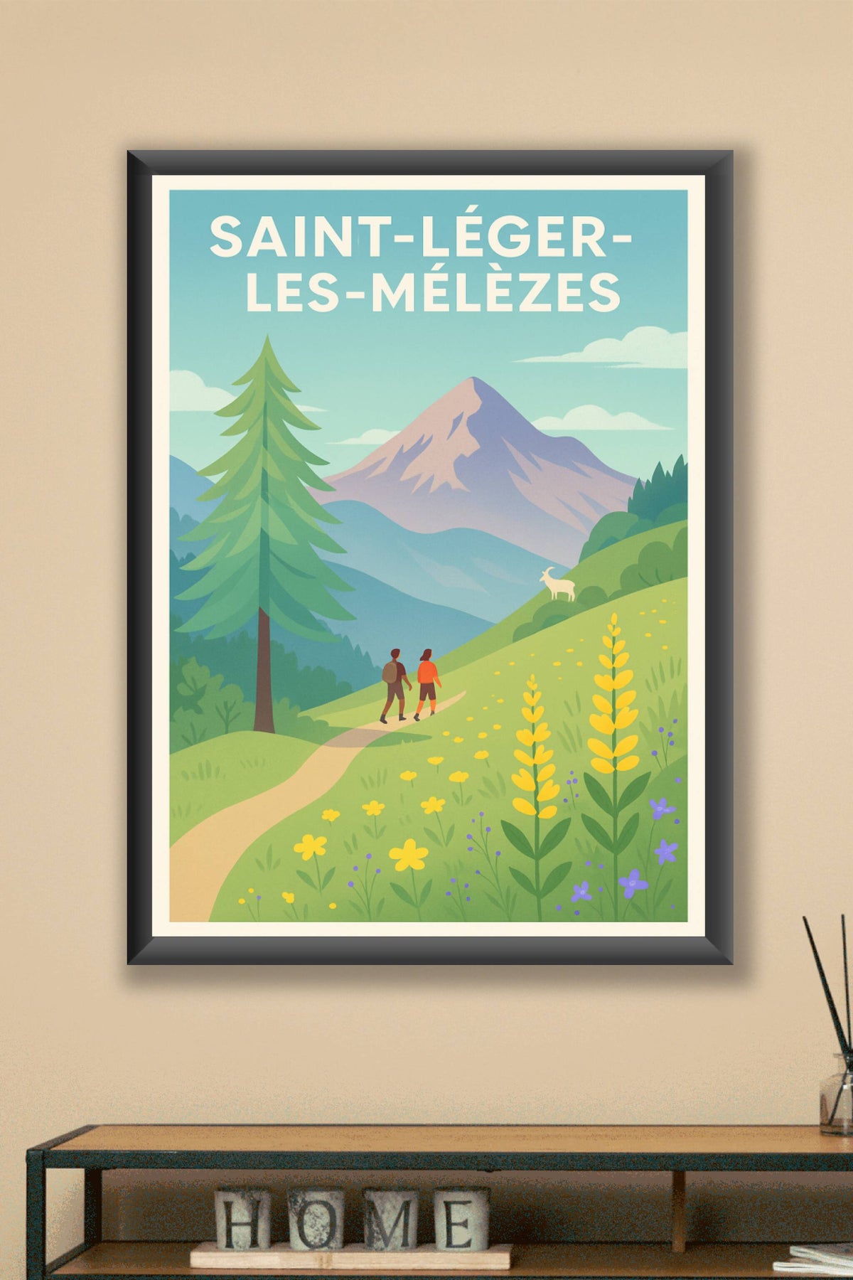 Affiche Saint-Léger-les-Mélèzes — Évasion nature au cœur des montagnes · poster d'art de Saint-Léger-les-Mélèzes