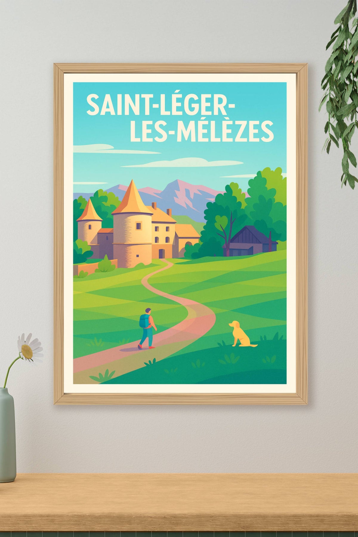 Affiche Saint-Léger-les-Mélèzes — Balade bucolique en pleine nature · poster d'art de Saint-Léger-les-Mélèzes