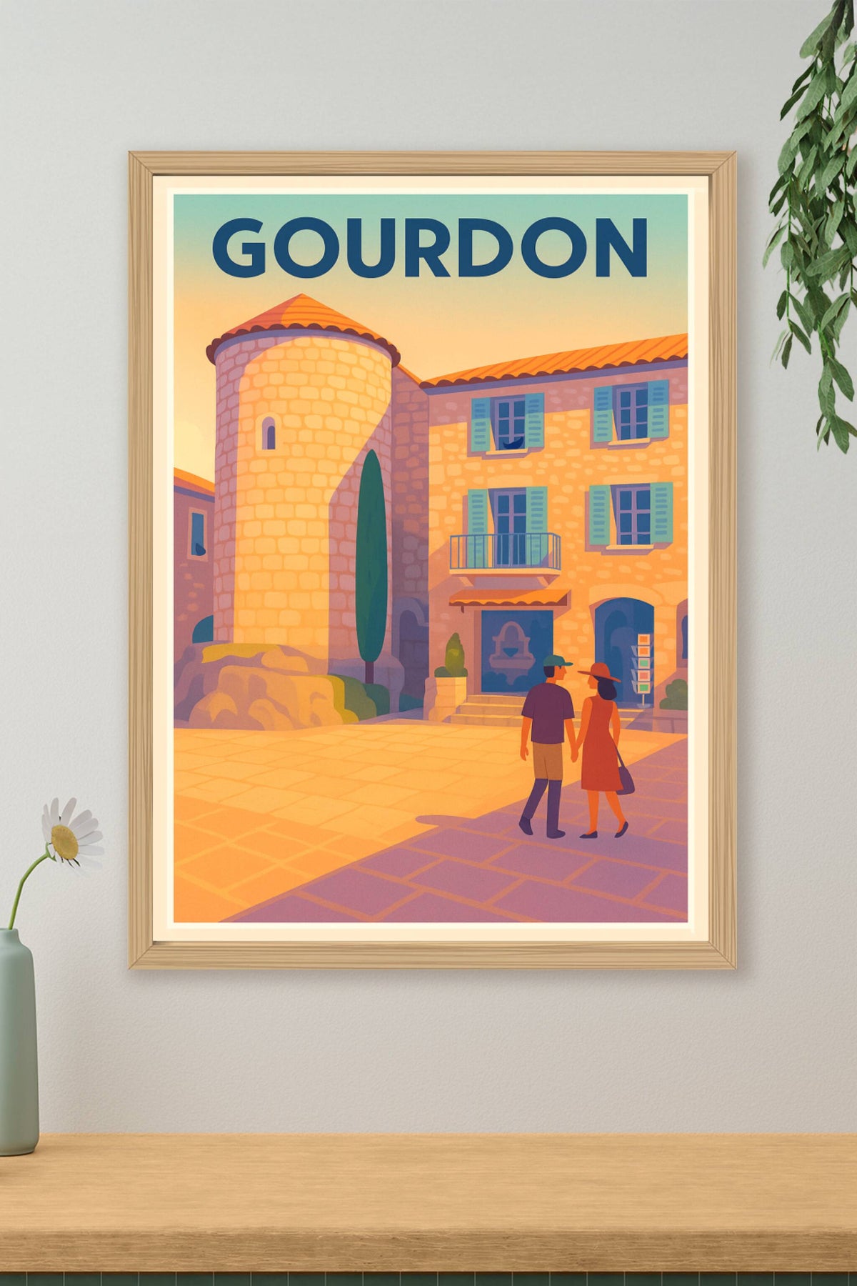 Affiche Gourdon — Charme Provençal au Soleil Couchant · poster d'art de Gourdon