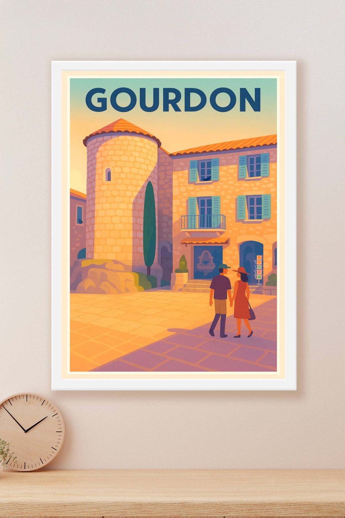 Affiche Gourdon — Charme Provençal au Soleil Couchant · poster d'art de Gourdon