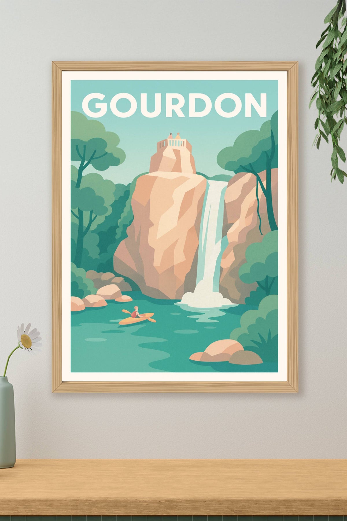 Affiche Gourdon — Évasion Nature et Cascade · poster d'art de Gourdon