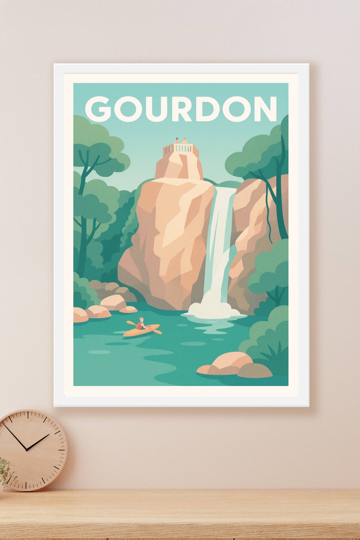 Affiche Gourdon — Évasion Nature et Cascade · poster d'art de Gourdon