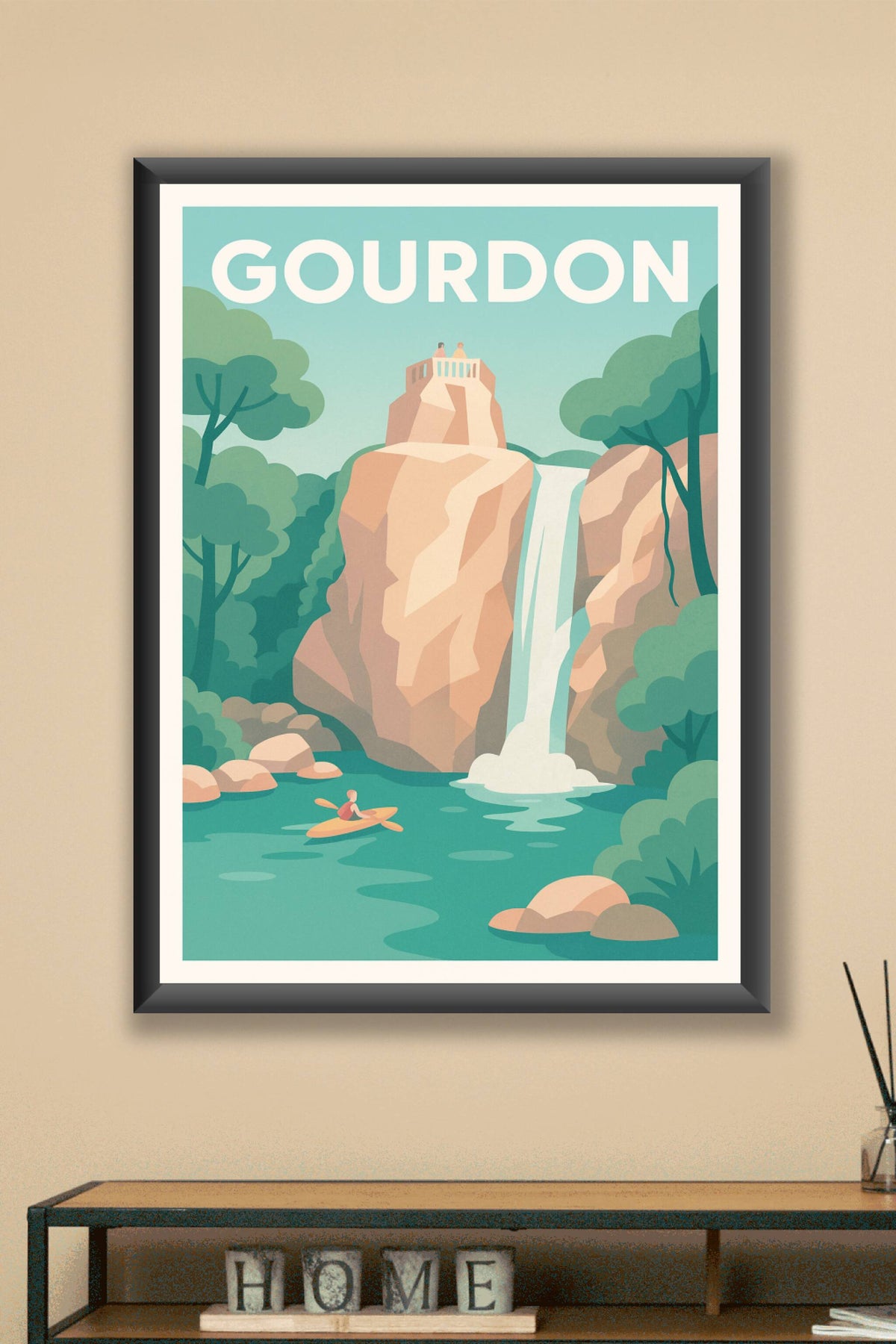 Affiche Gourdon — Évasion Nature et Cascade · poster d'art de Gourdon